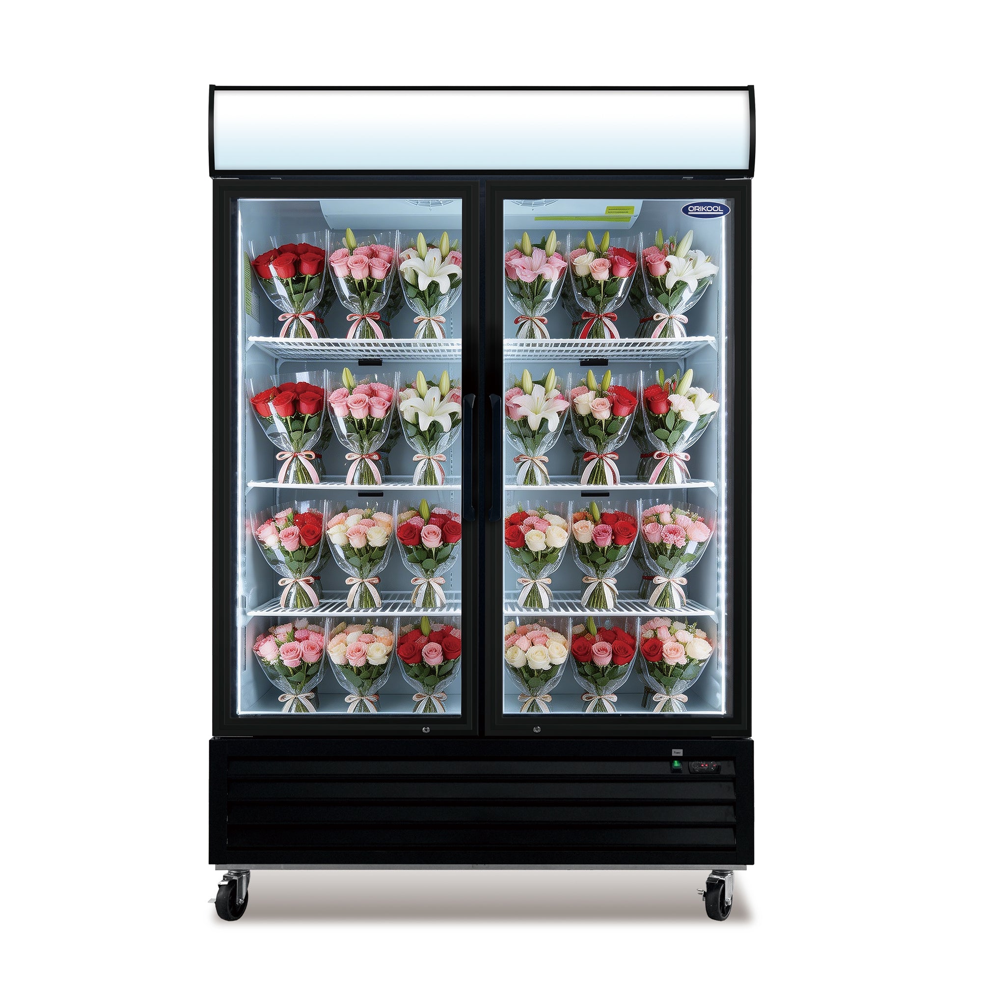 ORIKOOL 54" Floral Cooler Display Refrigerator β 2 Door Flower Display Refrigerator, 44.8 Cu.Ft.