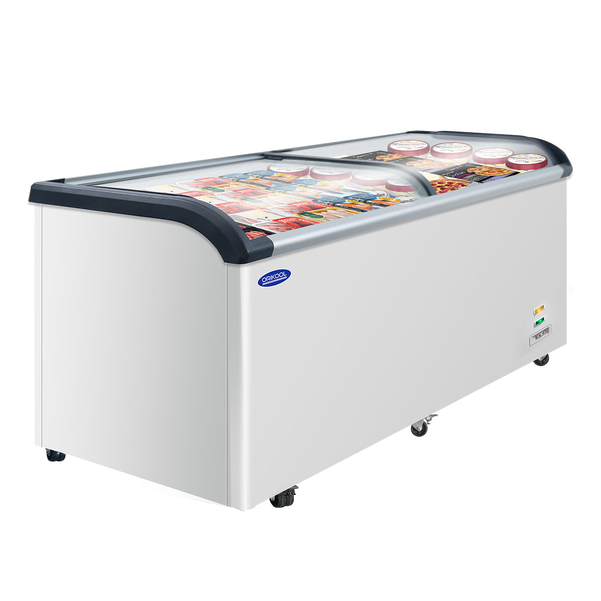 ORIKOOL 71" Commercial Curved Top Display Ice Cream Freezer, Sliding Glass Door, 19.3 cu.ft