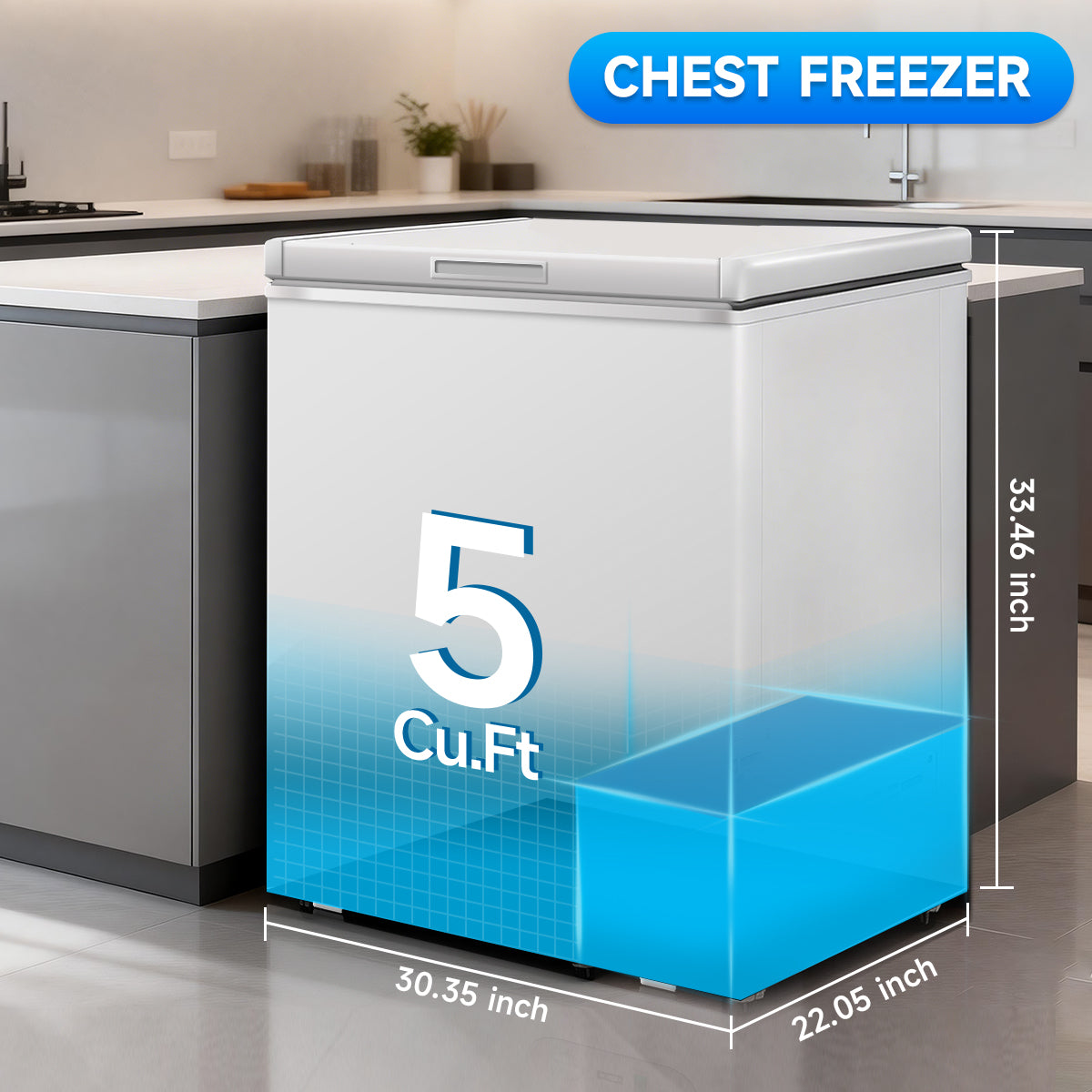ORIKOOL 5 Cu.Ft Chest Freezer -9.5β~ 5β,7 Temperature Control, Removable Baskets, Energy-efficient Deep Chest Freezer