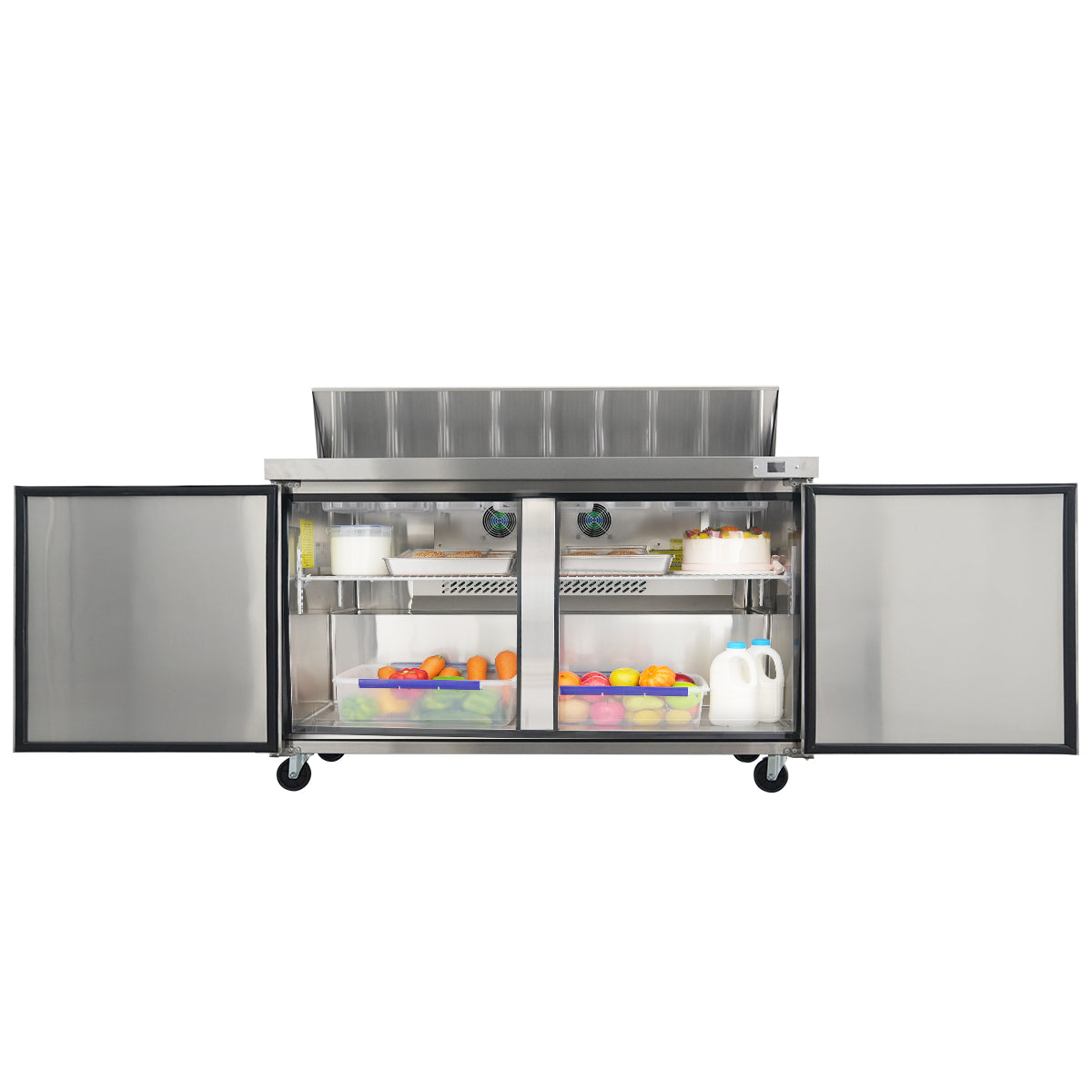 ORIKOOL 60" Salad Sandwich Prep Table Refrigerator, 18 Cu. ft Stainless Steel with 16 Pans, Fan Cooling, ETL NSF DOE Approved