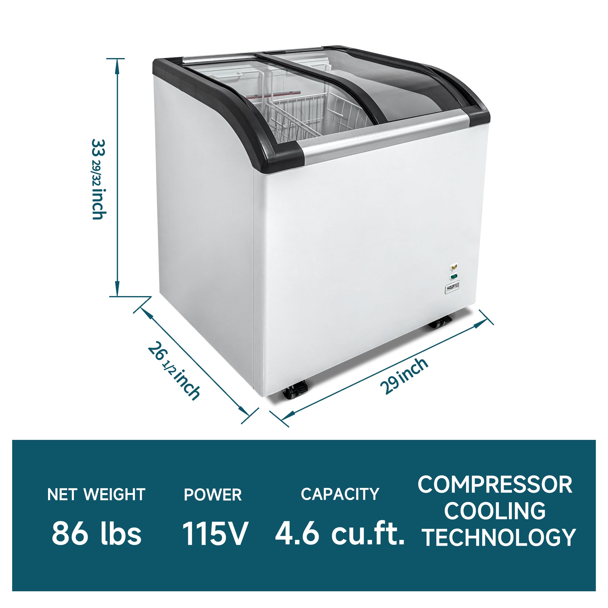 4.6 Cu. Ft. Commercial Ice Cream Display Freezer with Sliding Glass Top SD220Q