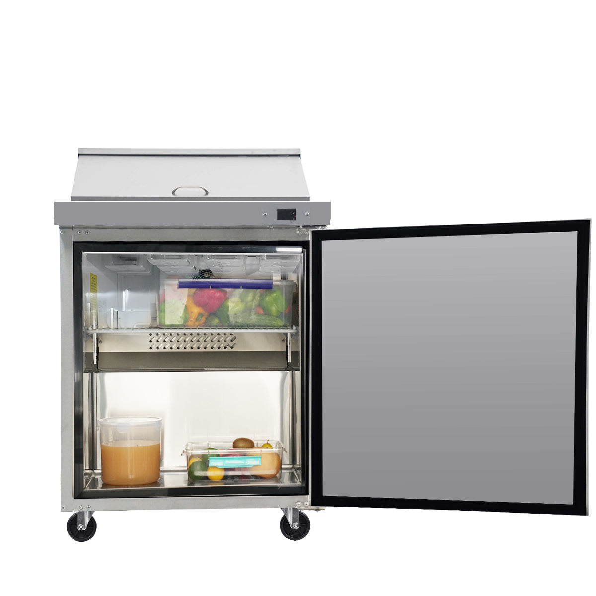 Refrigerador ORIKOOL de 29" para preparar ensaladas y sándwiches, 8 pies cúbicos de acero inoxidable con 8 bandejas, refrigeración por ventilador, aprobado por ETL y NSF DOE