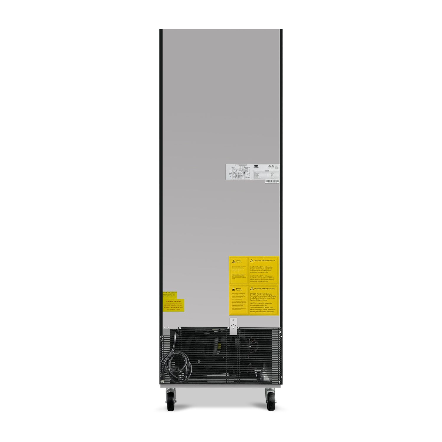 Expositor comercial ORIKOOL de 27", con puerta batiente de vidrio, 20 pies cúbicos, iluminación LED y panel superior.