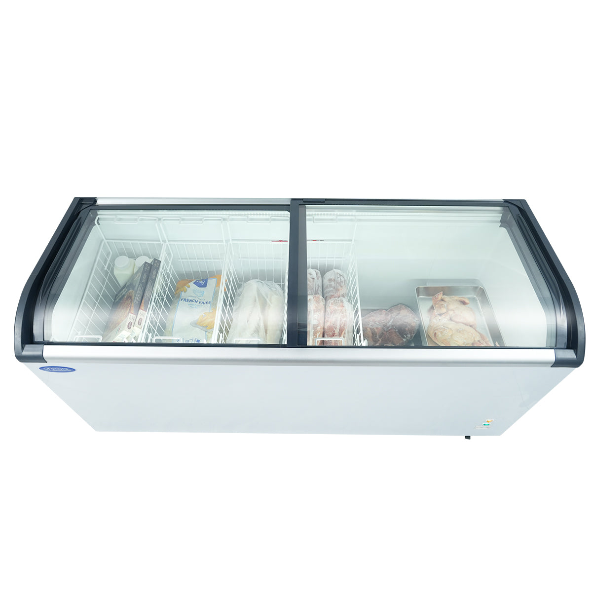 ORIKOOL 71" Commercial Curved Top Display Ice Cream Freezer, Sliding Glass Door, 19.3 cu.ft