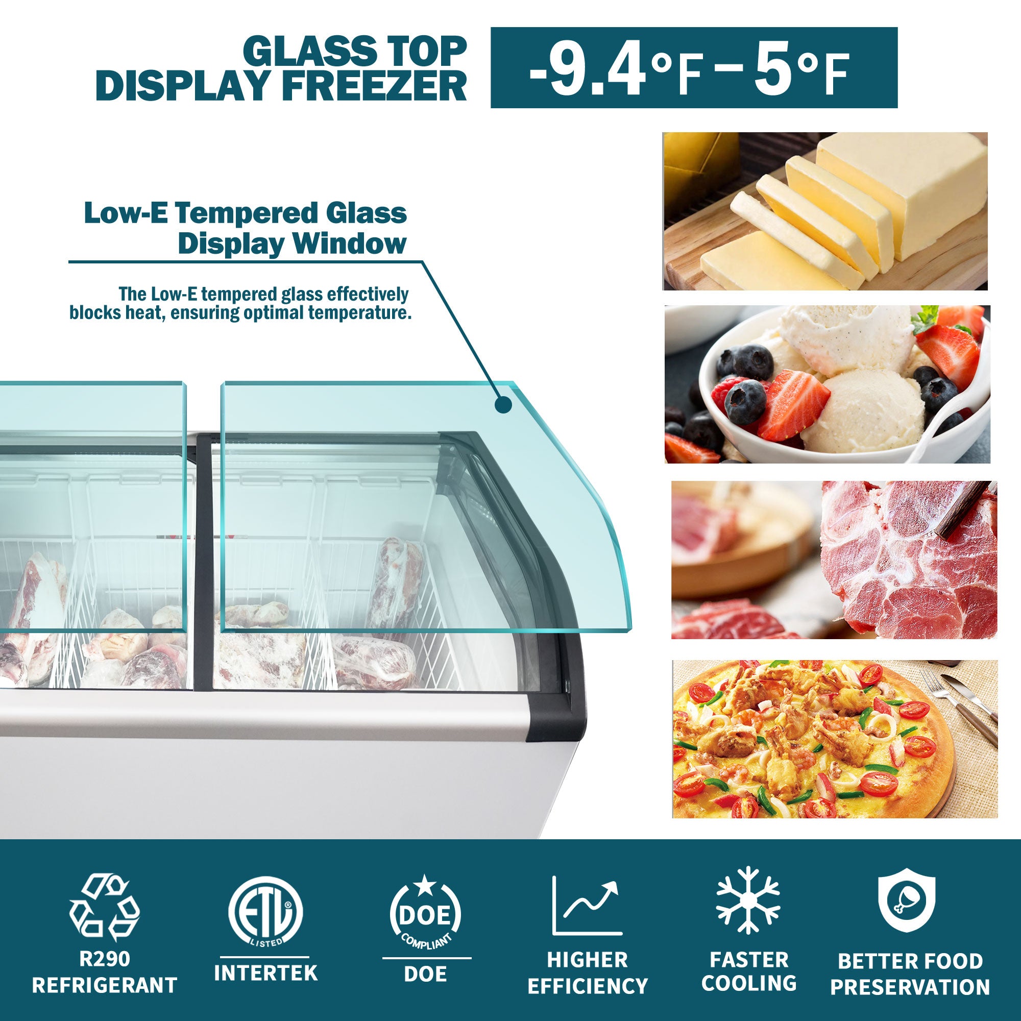 4.6 Cu. Ft. Commercial Ice Cream Display Freezer with Sliding Glass Top SD220Q