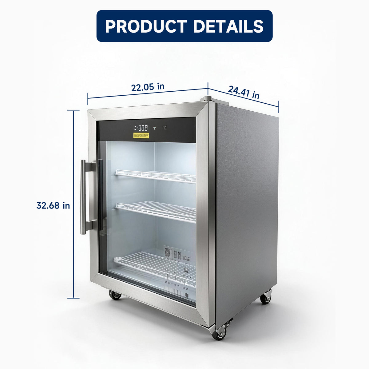 ORIKOOL 22" Commercial Glass Door Refrigerator, 3.9 Cu.Ft, LED Lighting & Adjustable Shelves