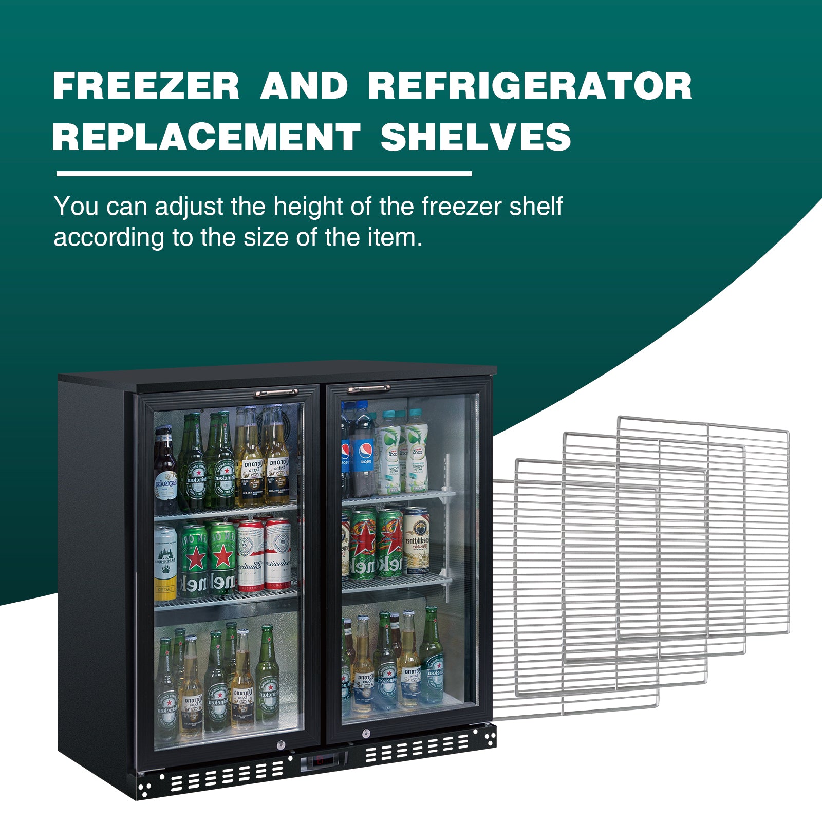 15 1/2" x 12 4/5" Adjustable Epoxy-coated Wire Shelves for BBD230L / BBD230S 35-Inch Beverage Refrigerator - Set of 4 (Two Sets), Gray