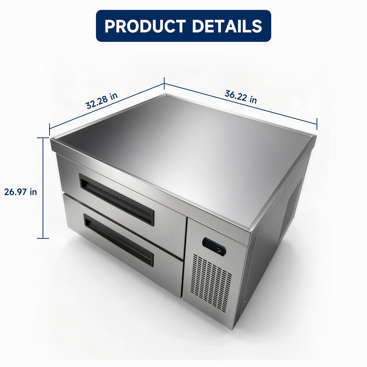 ORIKOOL 36" Commercial Refrigerated Chef Base, 4.94 Cu.Ft, Stainless Steel