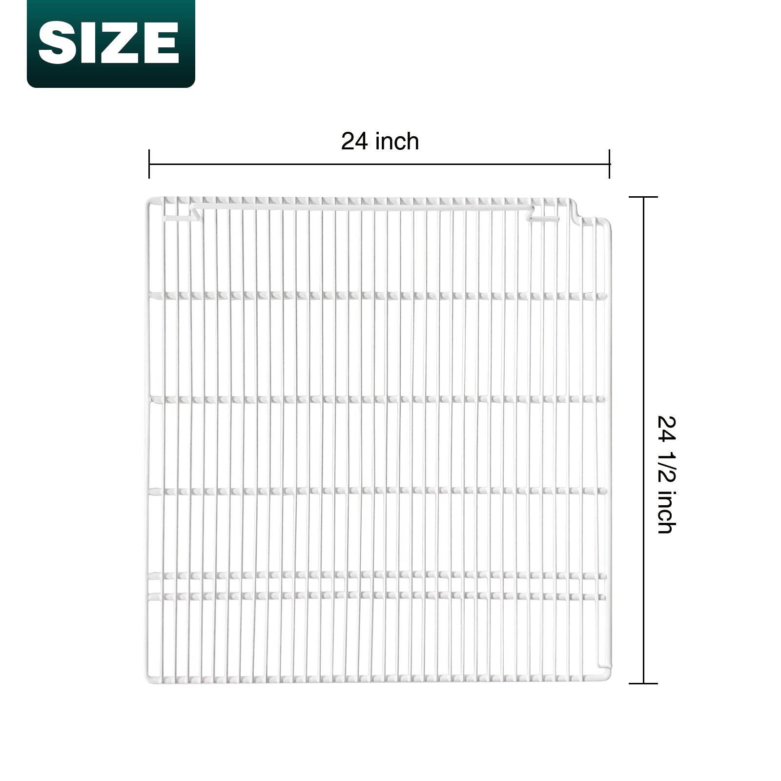 Estantes de alambre ajustables de 24 1/2" x 24" con revestimiento epoxi (izquierdo y derecho) para refrigeradores/congeladores comerciales SD1390F, SC1390F, SD1390FT y SC1390FT (blancos). Juego de 2 estantes.