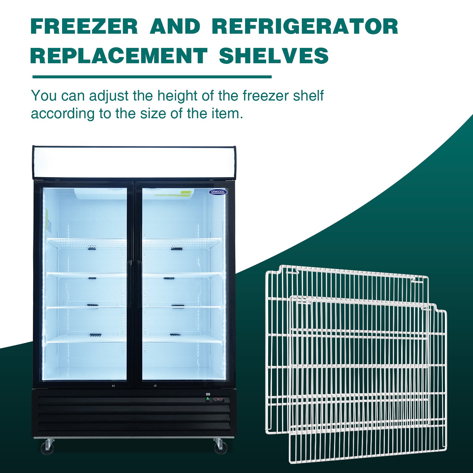 24 1/2" x 24" Adjustable Epoxy-coated Wire Shelves (Left, Right) for SD1390F, SC1390F, SD1390FT, SC1390FT - (White) Commercial Refrigerator/Freezer Shelves Set of 2