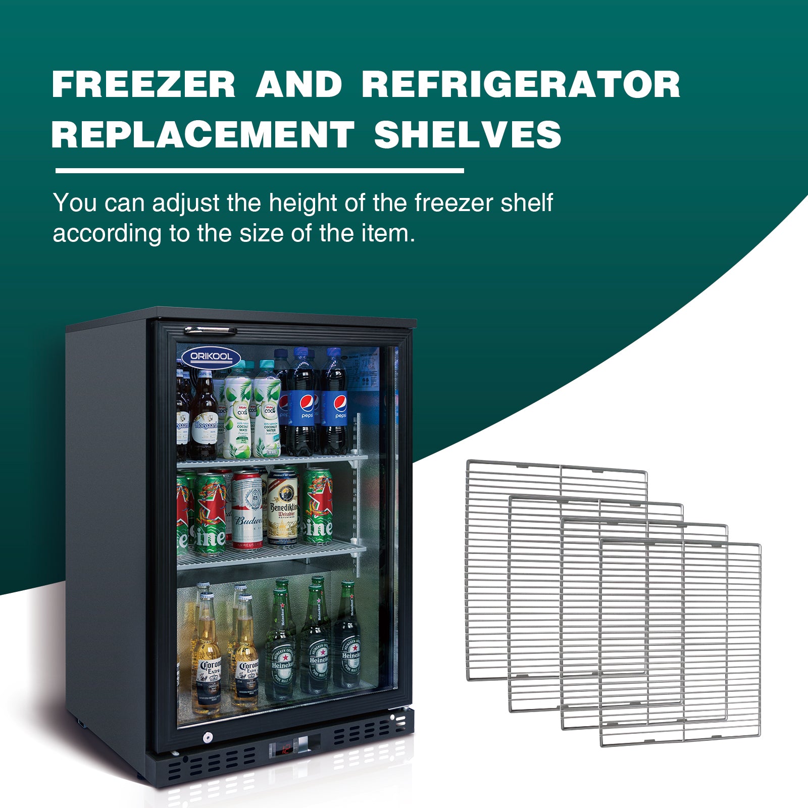 19 1/2" x 12 4/5" Commercial Refrigerator Replacement Shelves, Adjustable Steel Wire Shelves for 24-Inch Beverage Refrigerator - Set of 4 (Two Sets), Gray