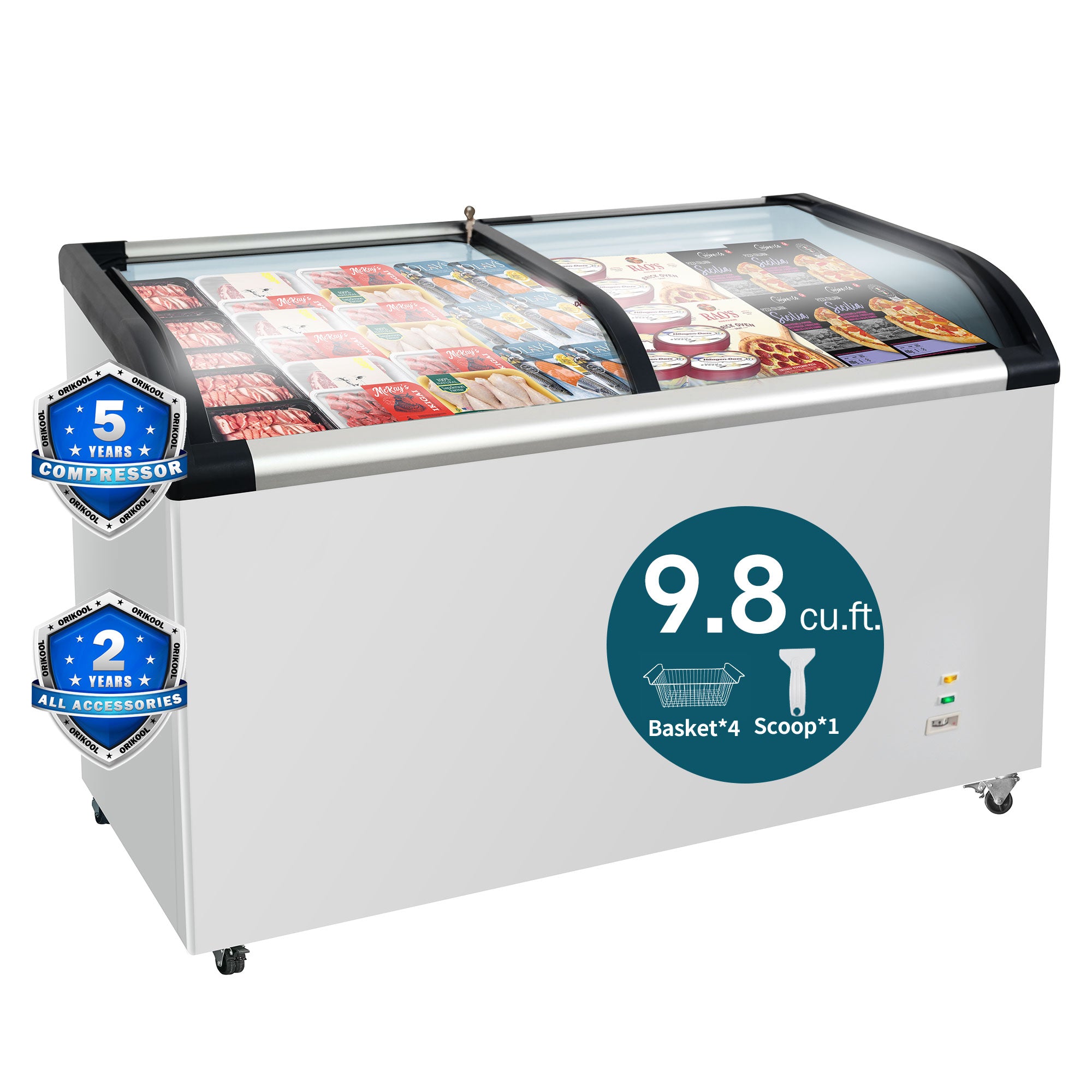 ORIKOOL 50"W Commercial Sliding Glass Top Display Freezer 12.5 cu.ft SD420Q