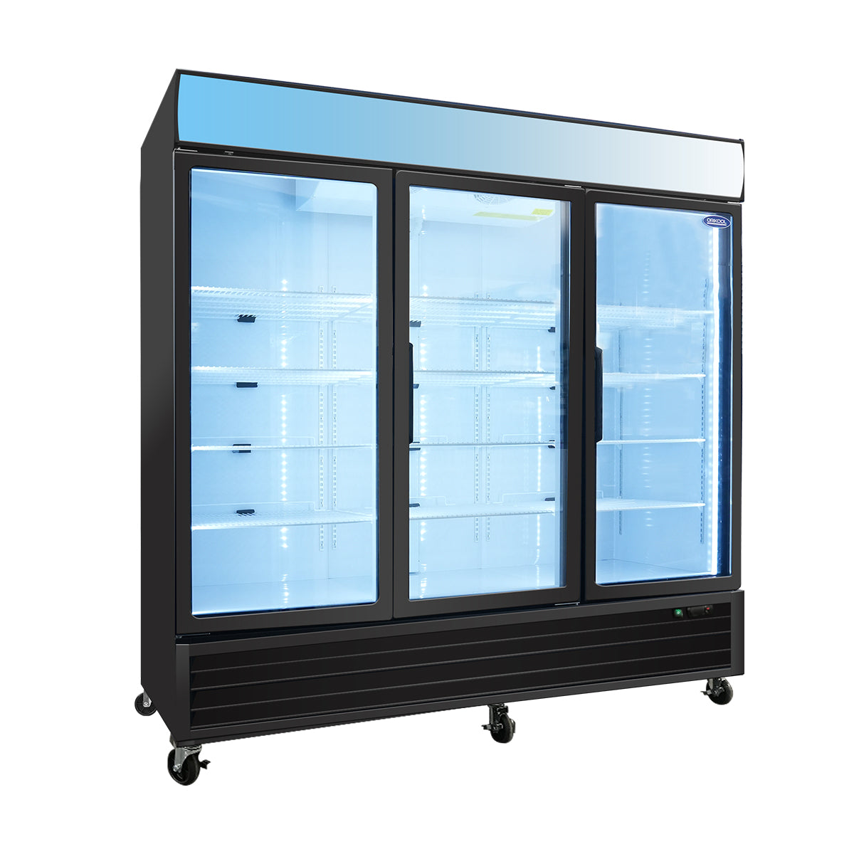 ORIKOOL SC2090F 81" Triple Swing Glass Door Merchandising Refrigerator 70 cu.ft. Restaurant Refrigerators with LED Top Panel ETL DOE Commercial Refrigerators