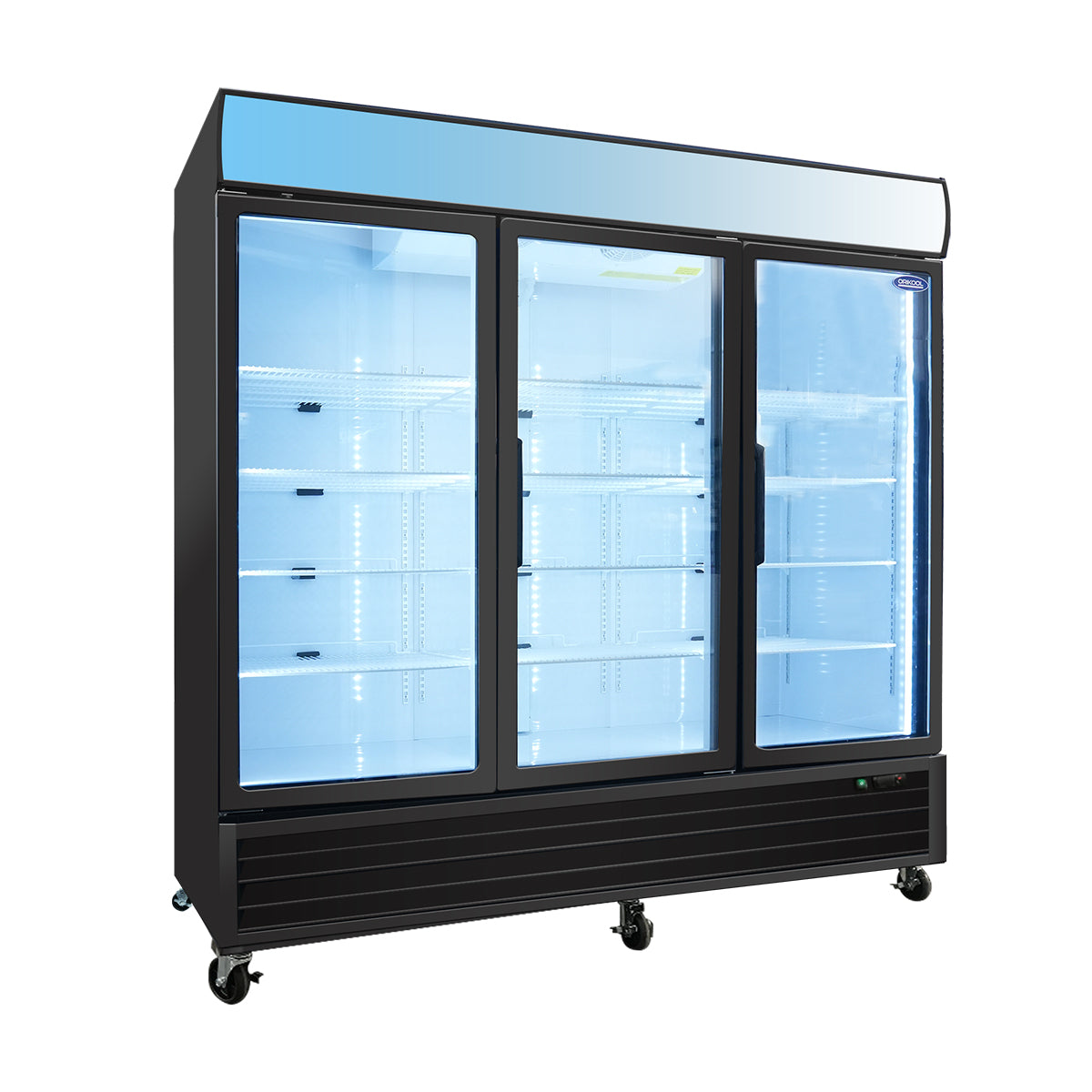 ORIKOOL SD2090F 81" Triple Swing Glass Door Merchandiser Freezer 70 cu.ft. Commercial Freezer with LED Top Panel, Black