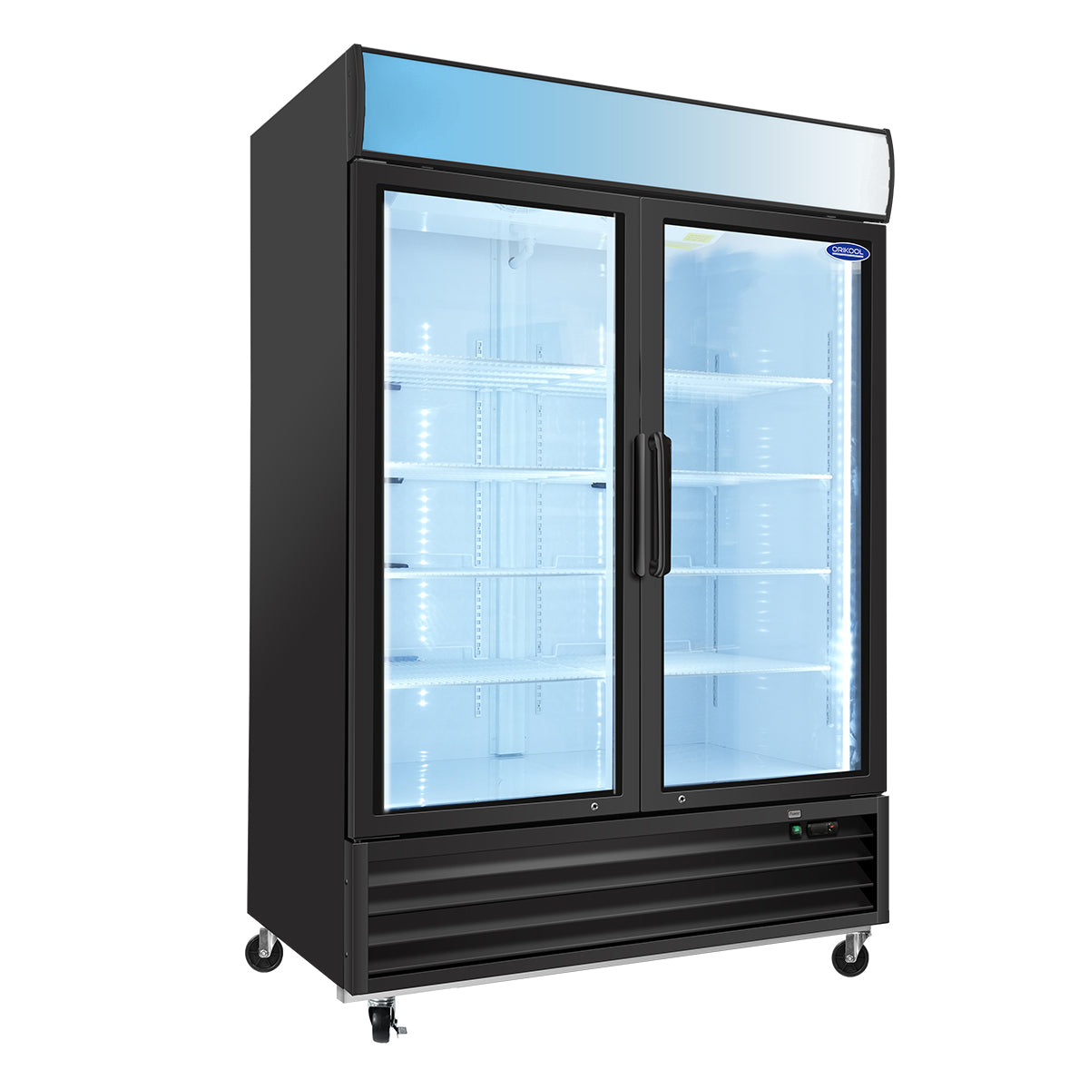 ORIKOOL SC1390F 54" Double Swing Glass Door Merchandising Refrigerator 44.7 cu.ft. Restaurant Refrigerators with LED Top Panel ETL DOE Commercial Refrigerators