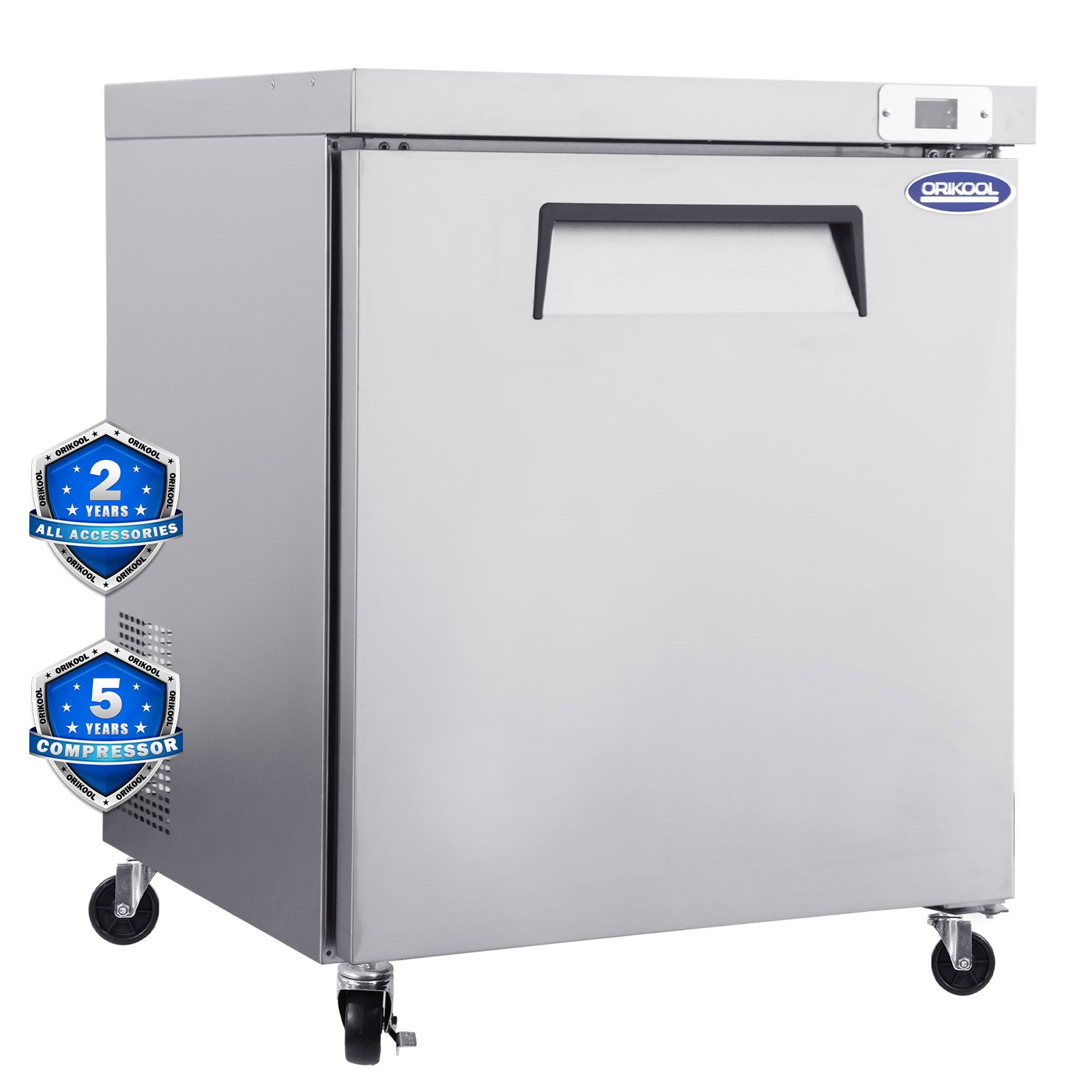 ORIKOOL 29'' Single Door Undercounter & Work Top Refrigerator in Stainless Steel, 8 cu. ft. TUC29R