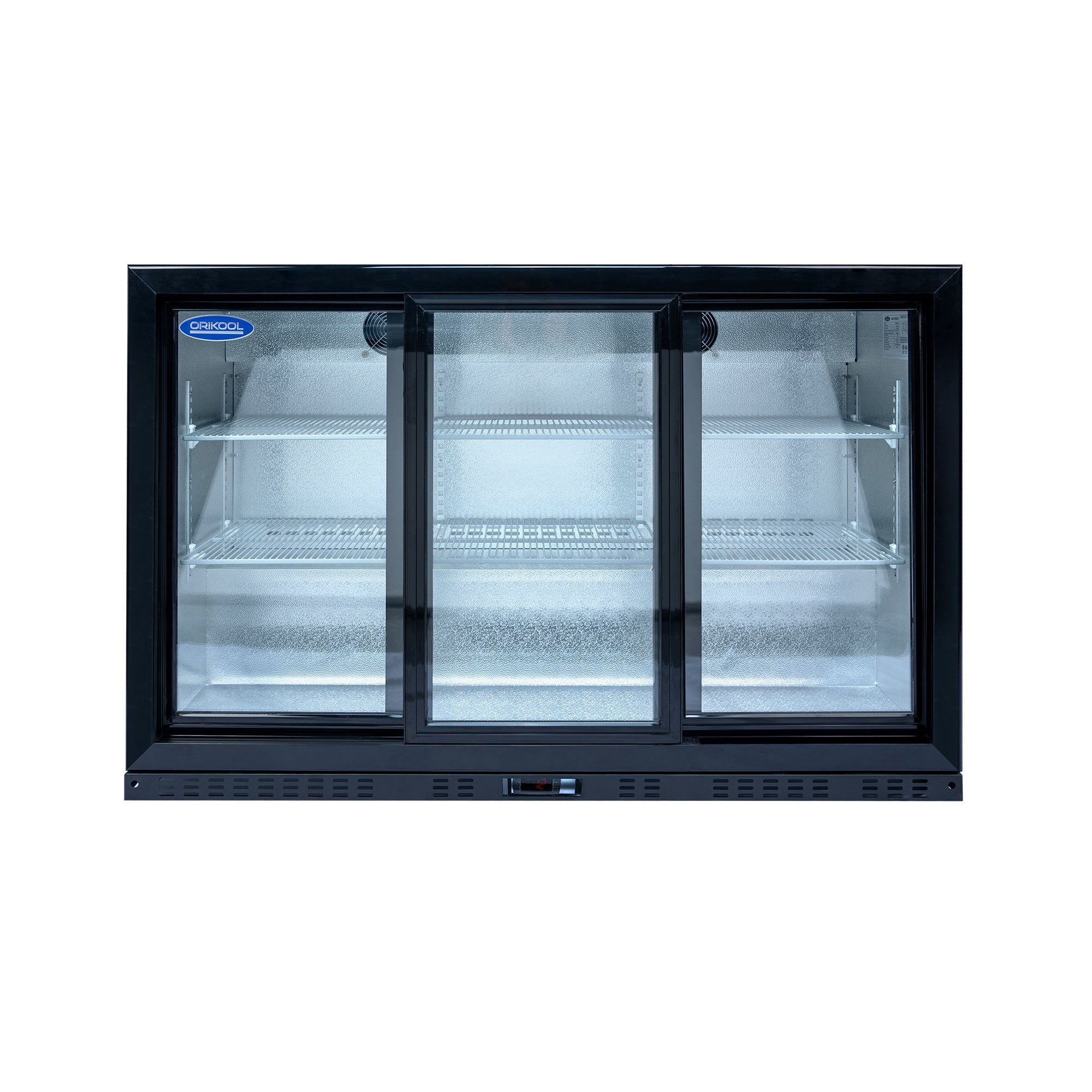 Refrigerador de bebidas ORIKOOL de 53'', enfriador de barra trasera con 3 puertas corredizas de vidrio, 11.3 pies cúbicos.