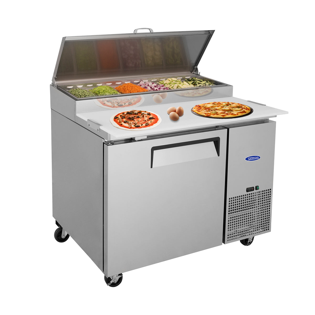 ORIKOOL 44'' Commercial Pizza Prep Table Refrigerator 1 door - 6 pans - 11.0 cu/ft (115v/60hz) TPP44