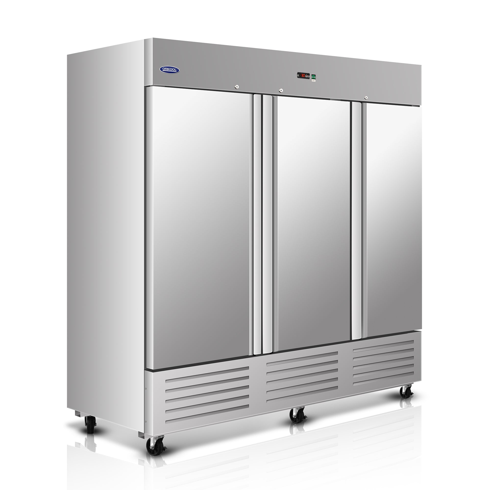 ORIKOOL 81" Commercial Reach-In Refrigerator in Stainless Steel, 3 Solid Doors, 67.6 cu.ft.