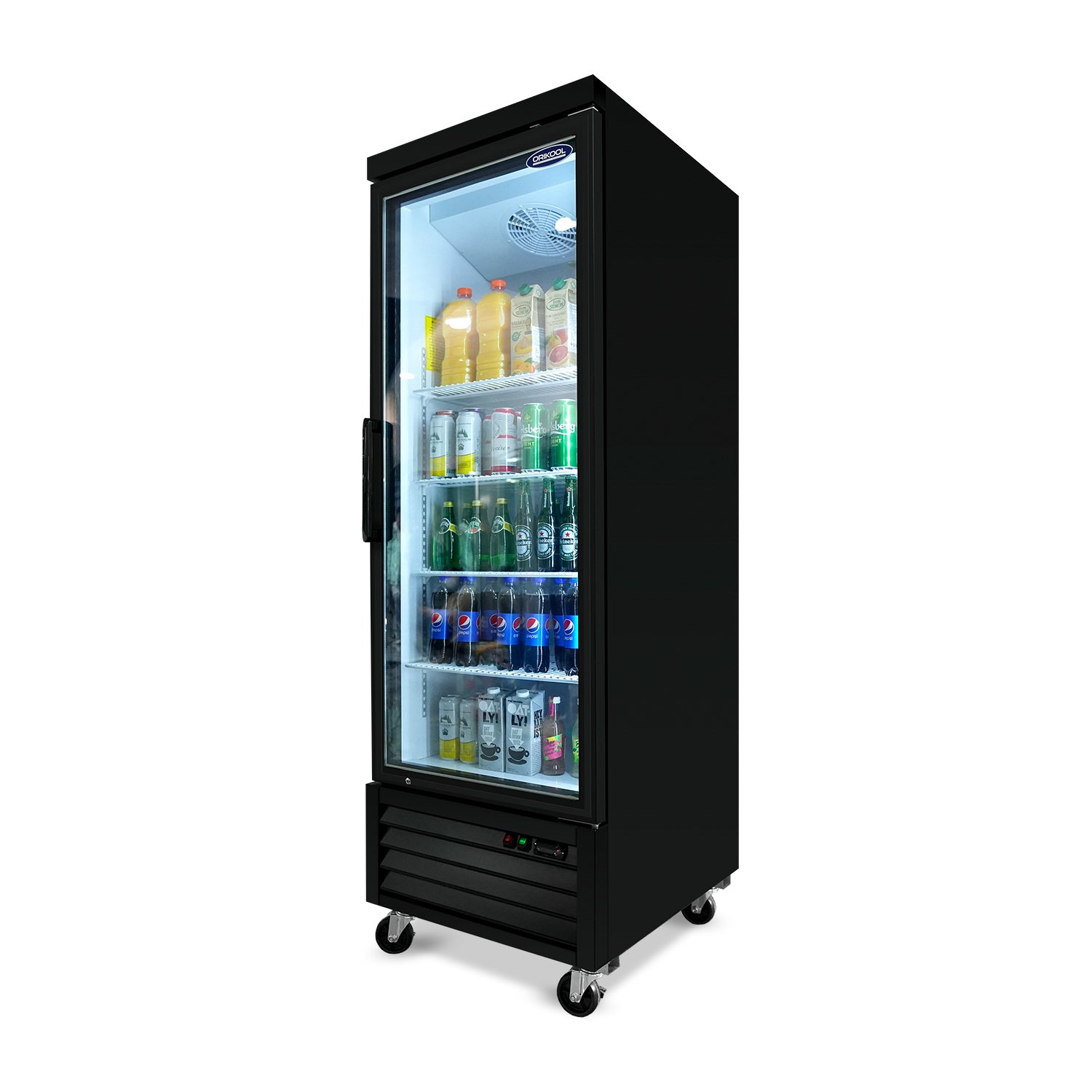 ORIKOOL 27" Commercial Display Merchandiser Refrigerator, 1 Swing Glass Door, 19.2 cu.ft. with LED Lighting