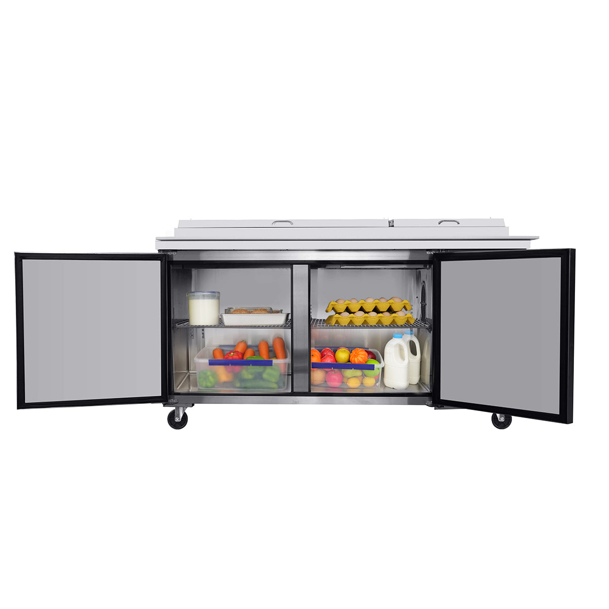 ORIKOOL 67'' Commercial Pizza Prep Table Refrigerator 2 doors - 9 pans - 20.3 cu/ft (115v/60hz) TPP67