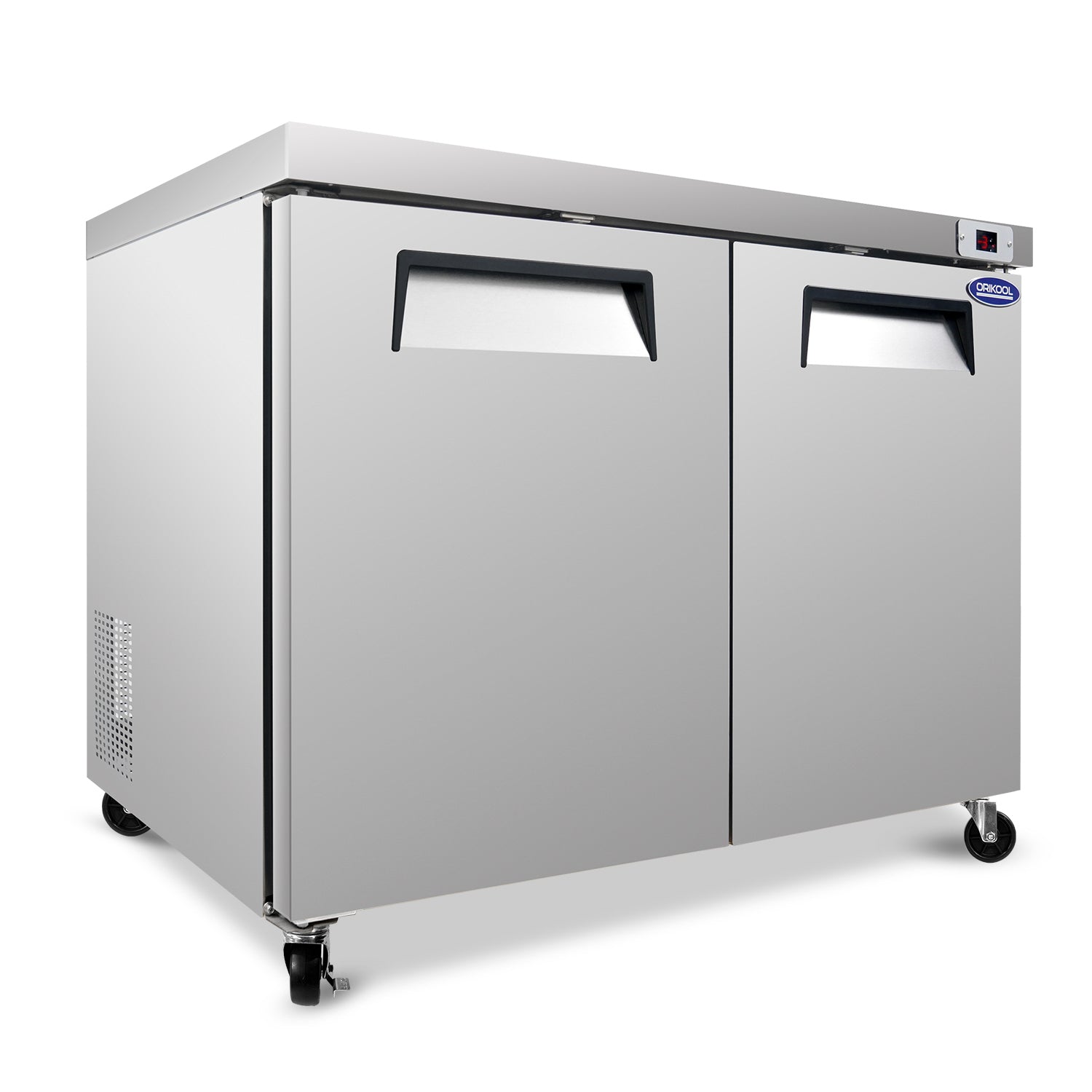 ORIKOOL 48'' 2-Door Undercounter & Work Top Freezer in  Stainless Steel, 14.1 cu. ft.