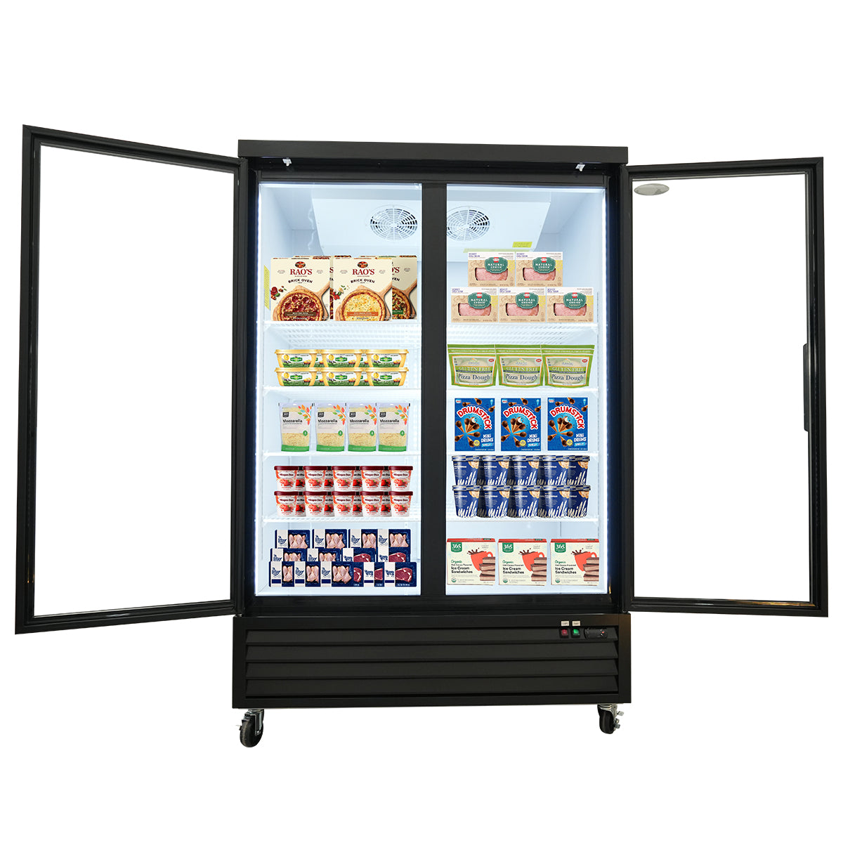 ORIKOOL SD1390FT 54" Double Swing Glass Door Merchandiser Freezer 44.7 cu.ft. Commercial Freezer, Black