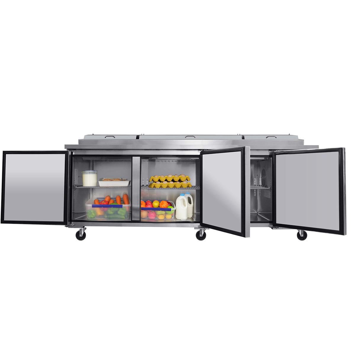 ORIKOOL 93'' Commercial Pizza Prep Table Refrigerator 3 doors - 12 pans - 30.8 cu/ft (115v/60hz) TPP93