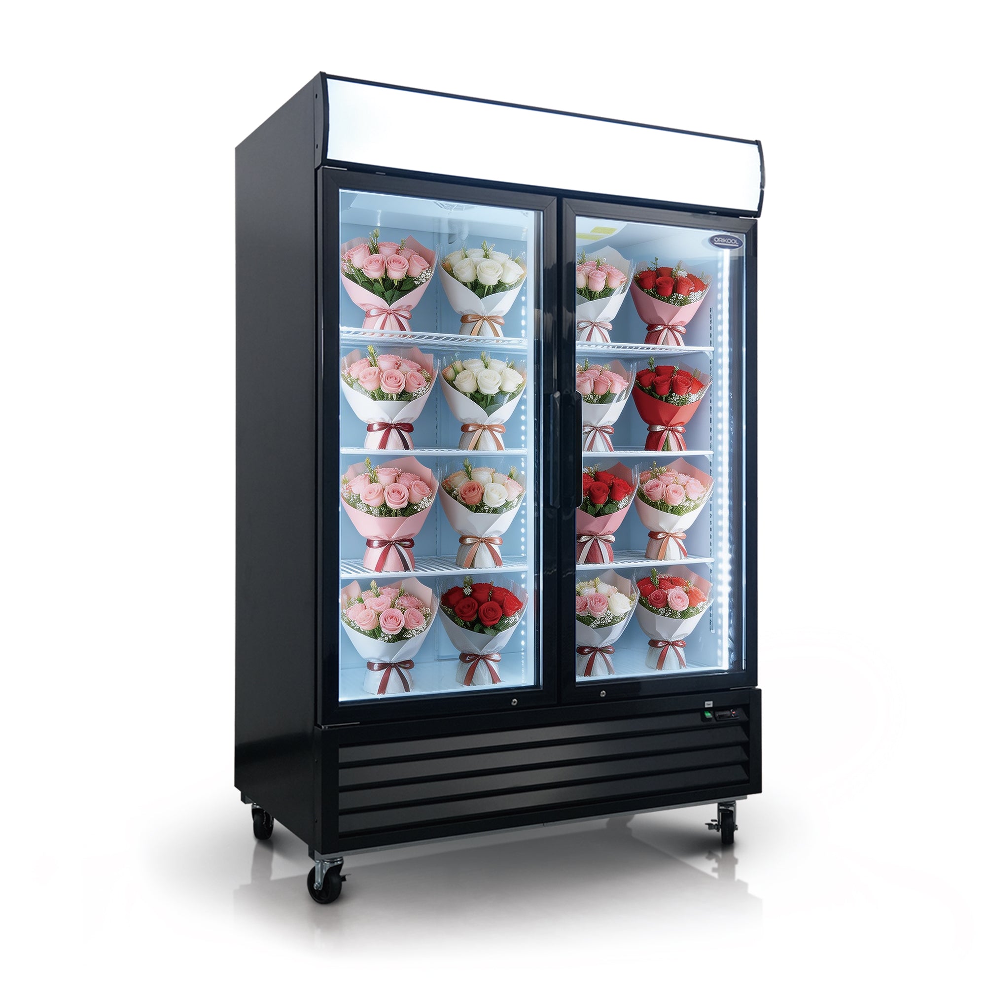 ORIKOOL 54" Floral Cooler Display Refrigerator – 2 Door Flower Display Refrigerator, 44.8 Cu.Ft.