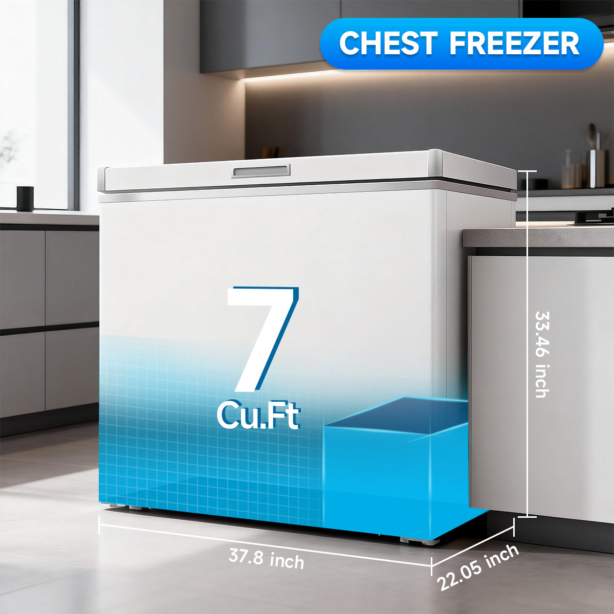 ORIKOOL 7 Cu.Ft Chest Freezer -9.5℉~ 5℉,7 Temperature Control, Removable Baskets, Energy-efficient Deep Chest Freezer