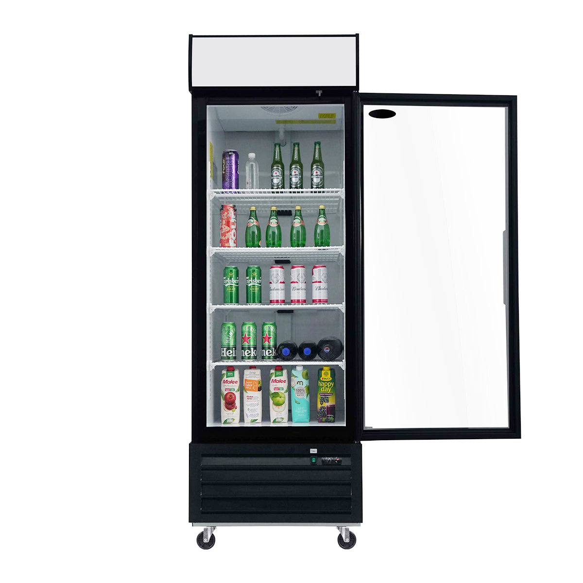 ORIKOOL SC690F 27" Single Swing Glass Door Merchandising Refrigerator 19.2 cu.ft. Restaurant Refrigerators with LED Top Panel ETL DOE Commercial Refrigerators
