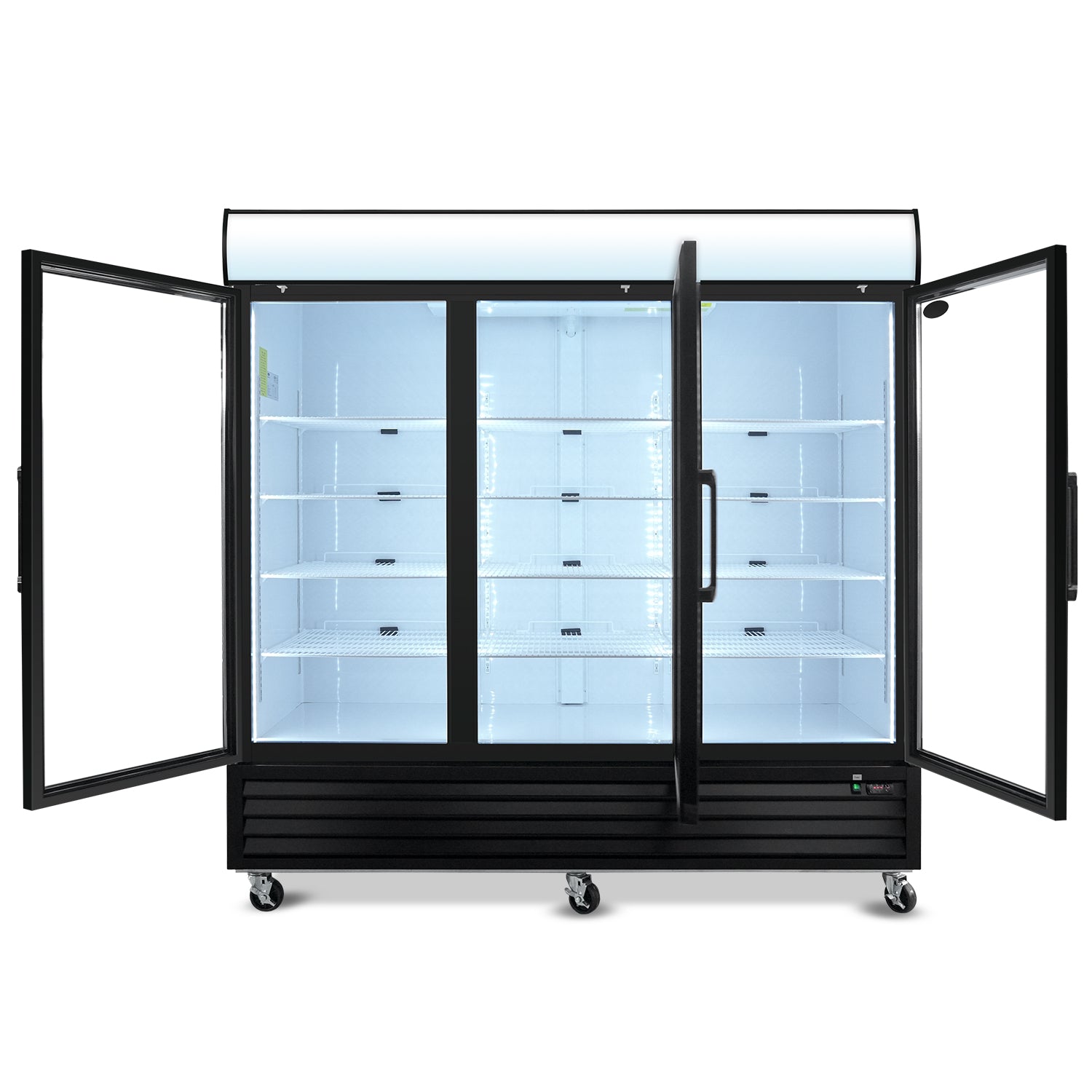 ORIKOOL 81" Commercial Display Merchandiser Freezer, 3 Swing Glass Doors, 70 cu.ft. with LED Lighting and Top Panel