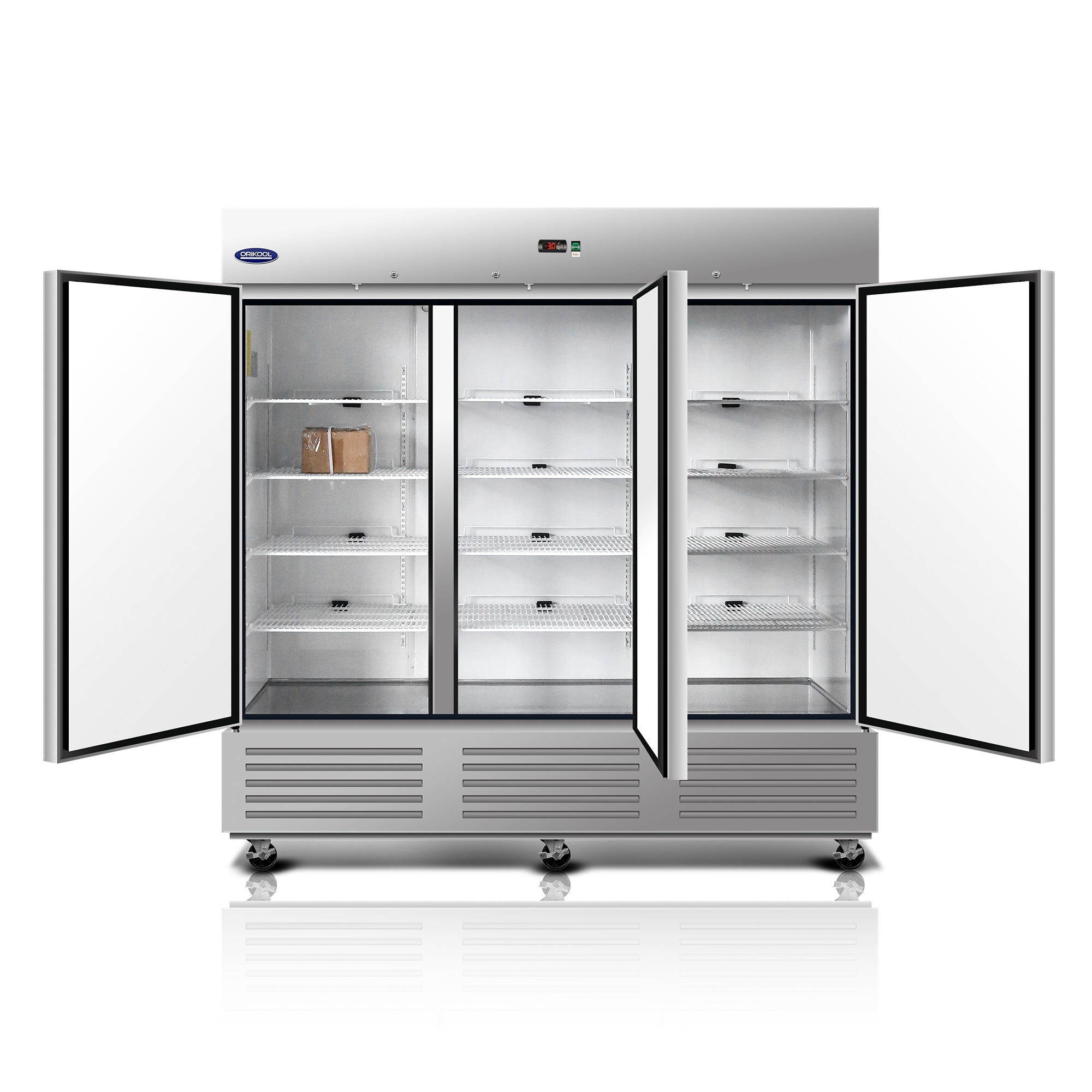 ORIKOOL 81" Commercial Reach-In Refrigerator in Stainless Steel, 3 Solid Doors, 67.6 cu.ft.