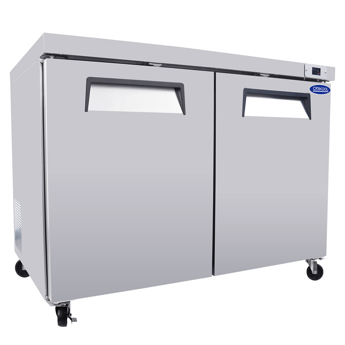 ORIKOOL 48'' 2-Door 14.1 cu. ft. Stainless Steel Undercounter & Work Top Refrigerator TUC48R