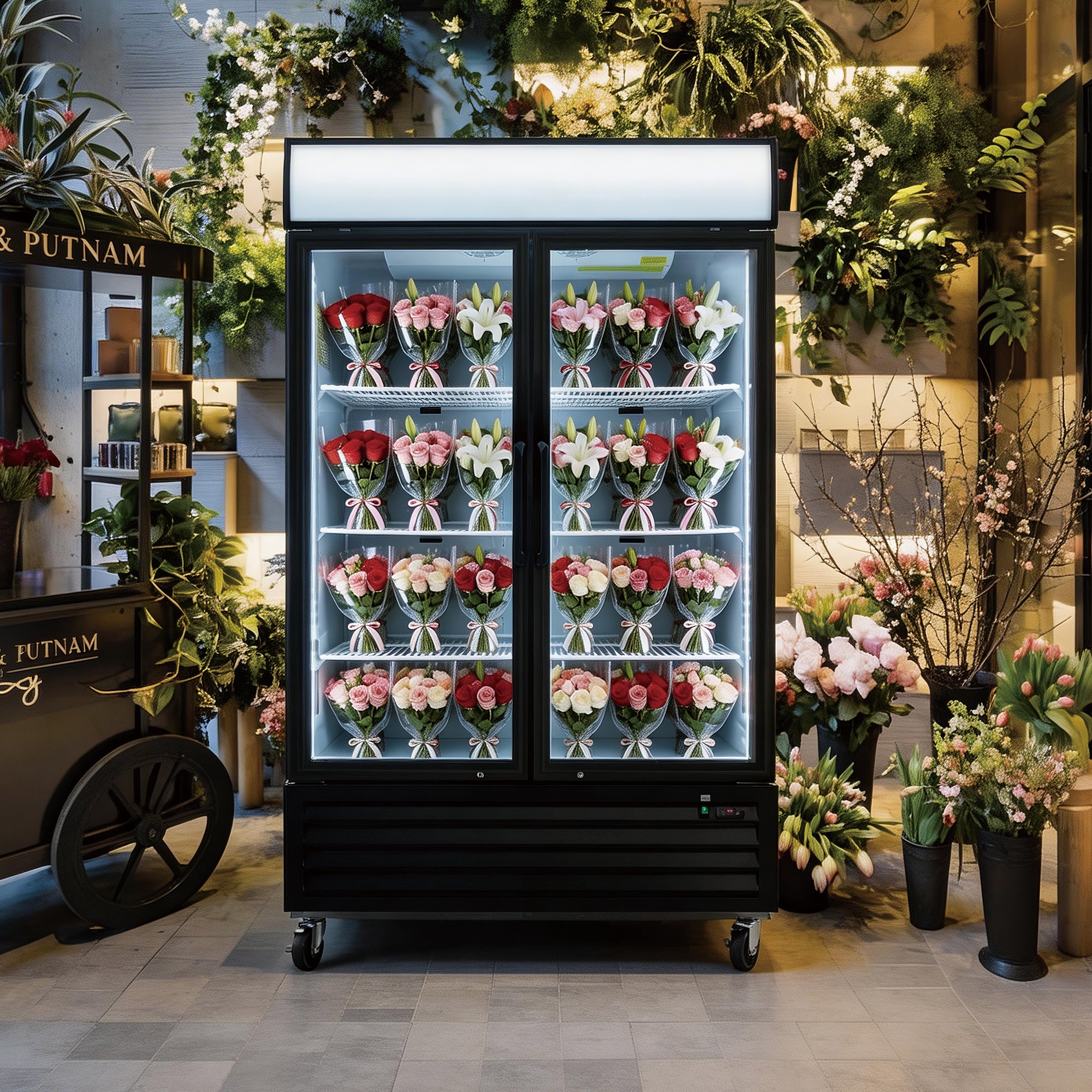 ORIKOOL 54" Floral Cooler Display Refrigerator – 2 Door Flower Display Refrigerator, 44.8 Cu.Ft.