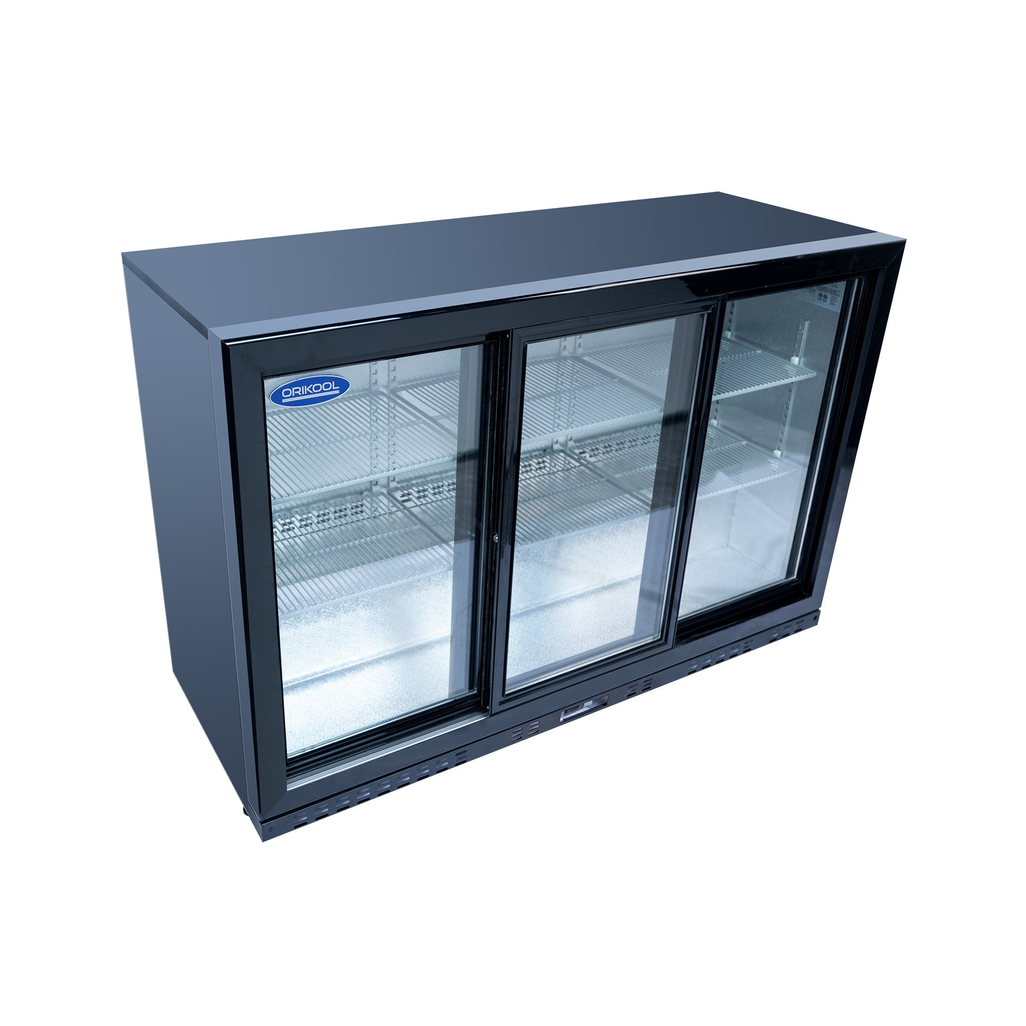 Refrigerador de bebidas ORIKOOL de 53'', enfriador de barra trasera con 3 puertas corredizas de vidrio, 11.3 pies cúbicos.