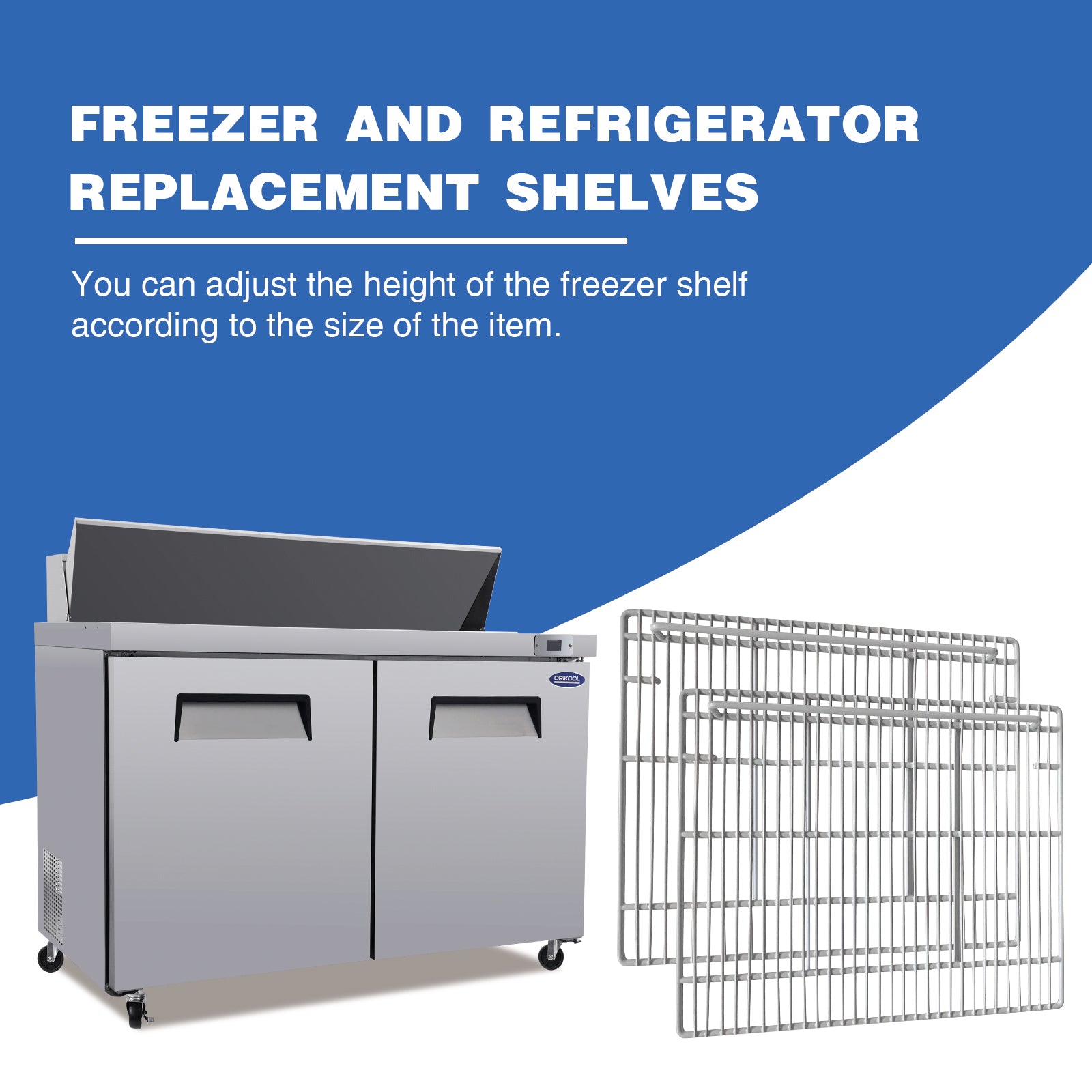 19 1/3" x 21" Commercial Freezer and Refrigerator Replacement Shelves for Double-Door Refrigerators, Set of 2, Epoxy-Coated Gray Wire Shelves