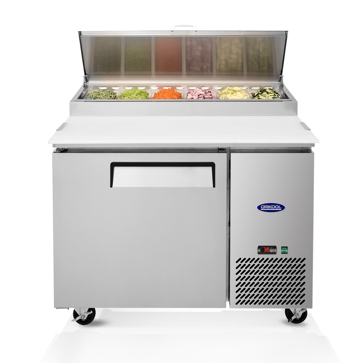 ORIKOOL 44'' Commercial Pizza Prep Table Refrigerator 1 door - 6 pans - 11.0 cu/ft