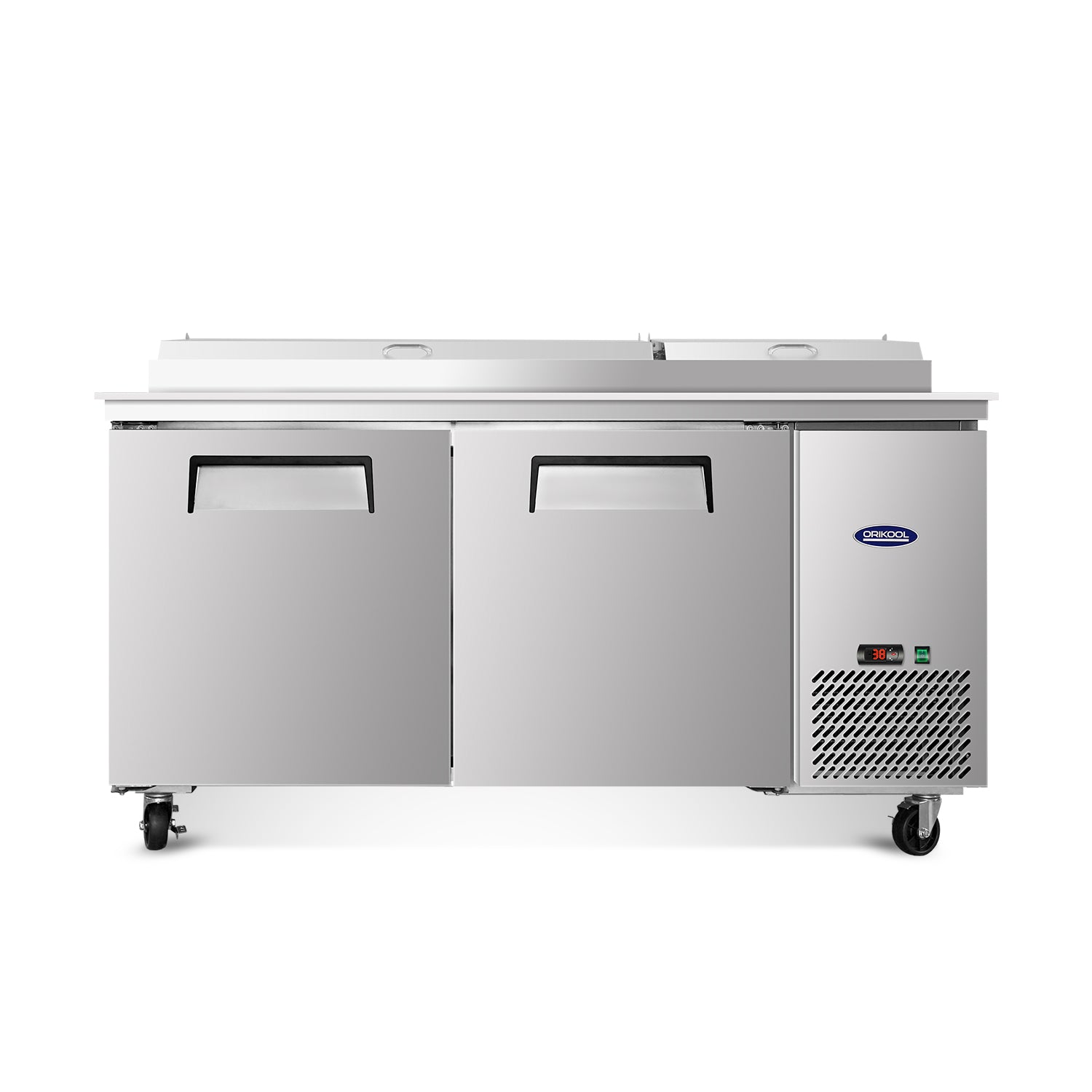 ORIKOOL 67'' Commercial Pizza Prep Table Refrigerator 2 doors - 9 pans - 20.3 cu/ft