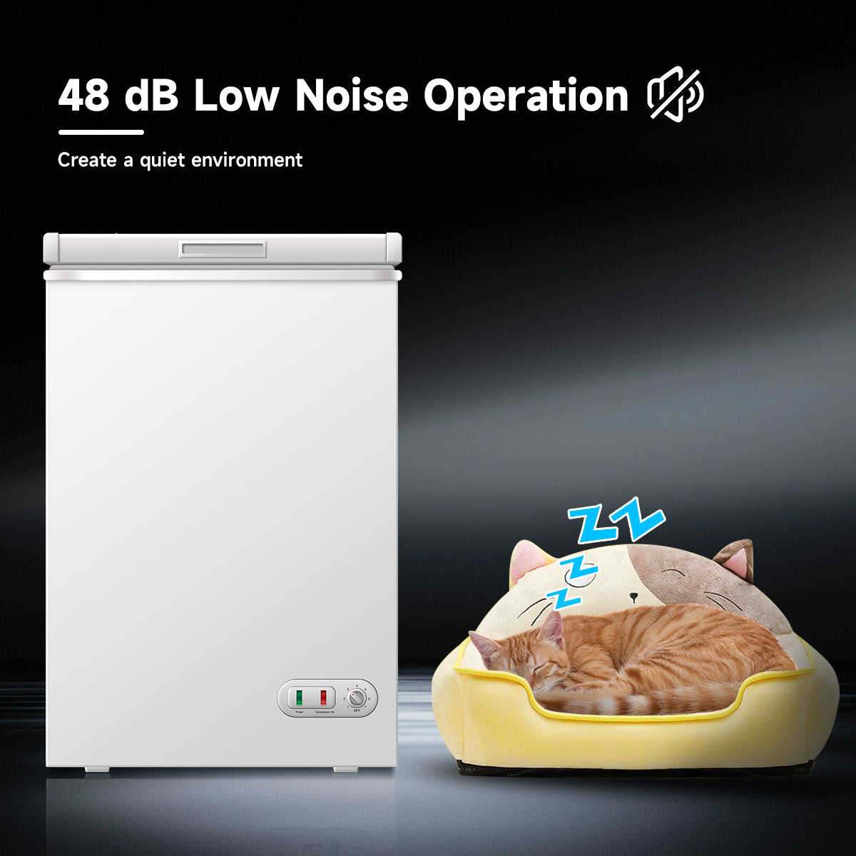 ORIKOOL 3 Cu.Ft Chest Freezer -9.5℉~ 5℉,7 Temperature Control, Removable Baskets, Energy-efficient Deep Chest Freezer