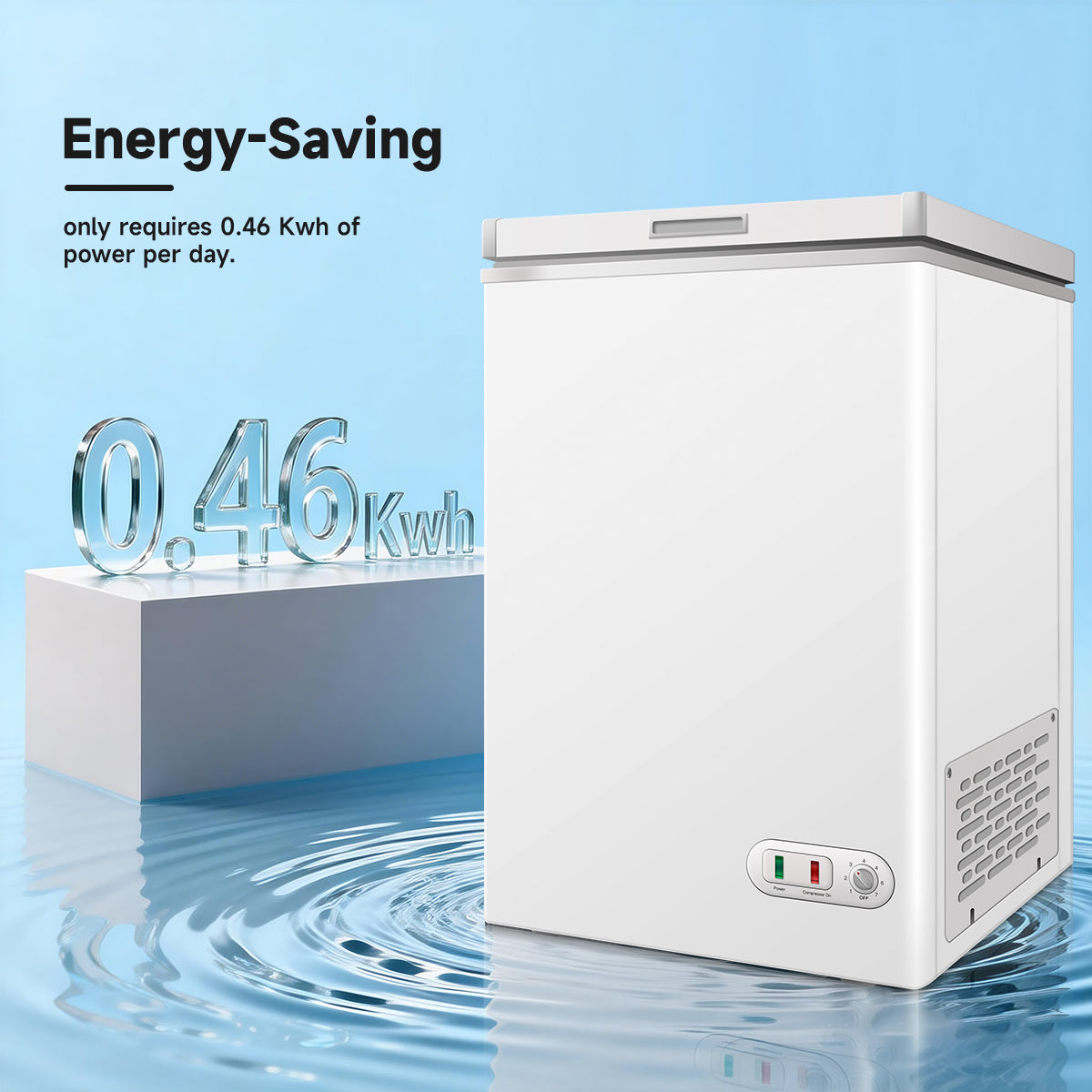 ORIKOOL 3 Cu.Ft Chest Freezer -9.5℉~ 5℉,7 Temperature Control, Removable Baskets, Energy-efficient Deep Chest Freezer