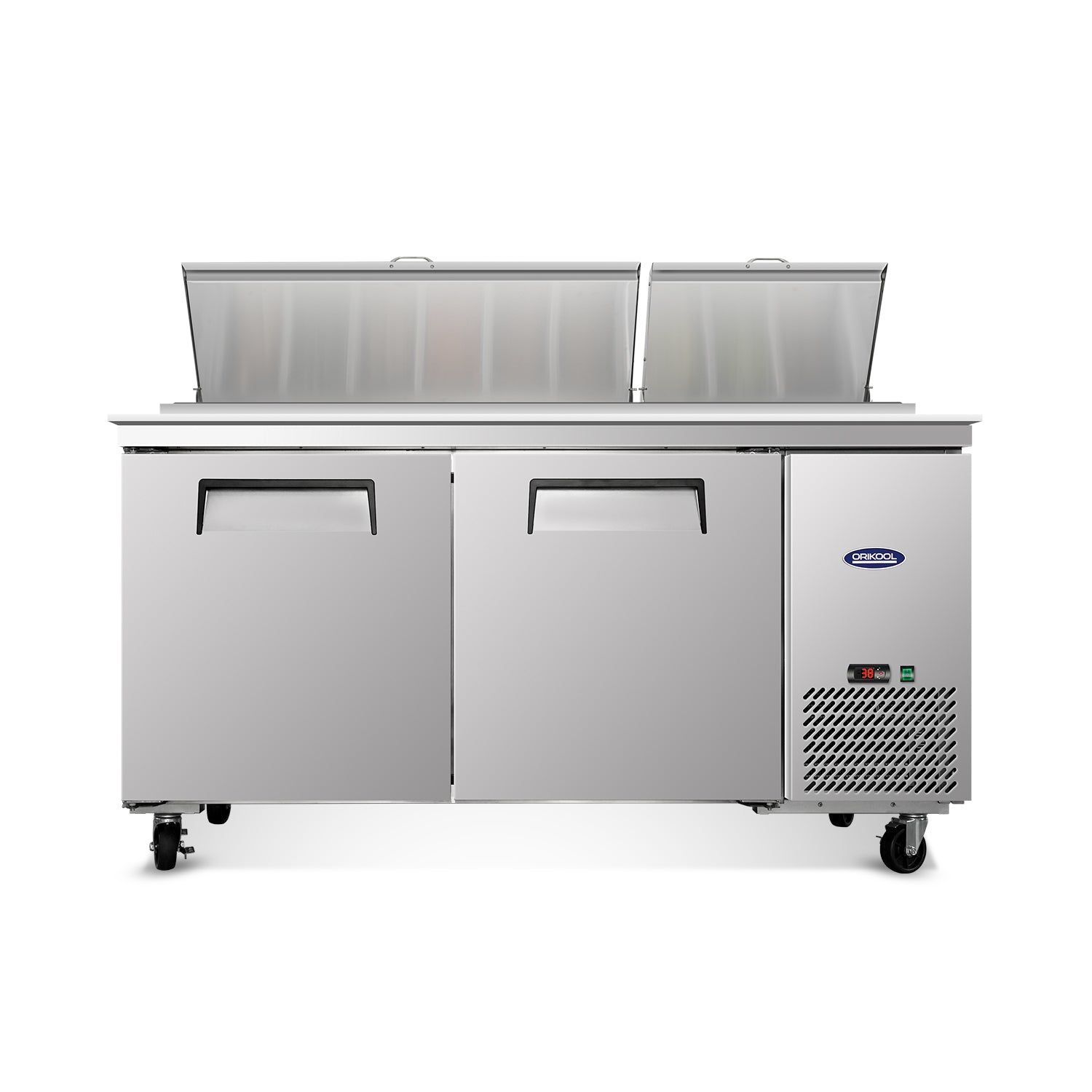 ORIKOOL 67'' Commercial Pizza Prep Table Refrigerator 2 doors - 9 pans - 20.3 cu/ft