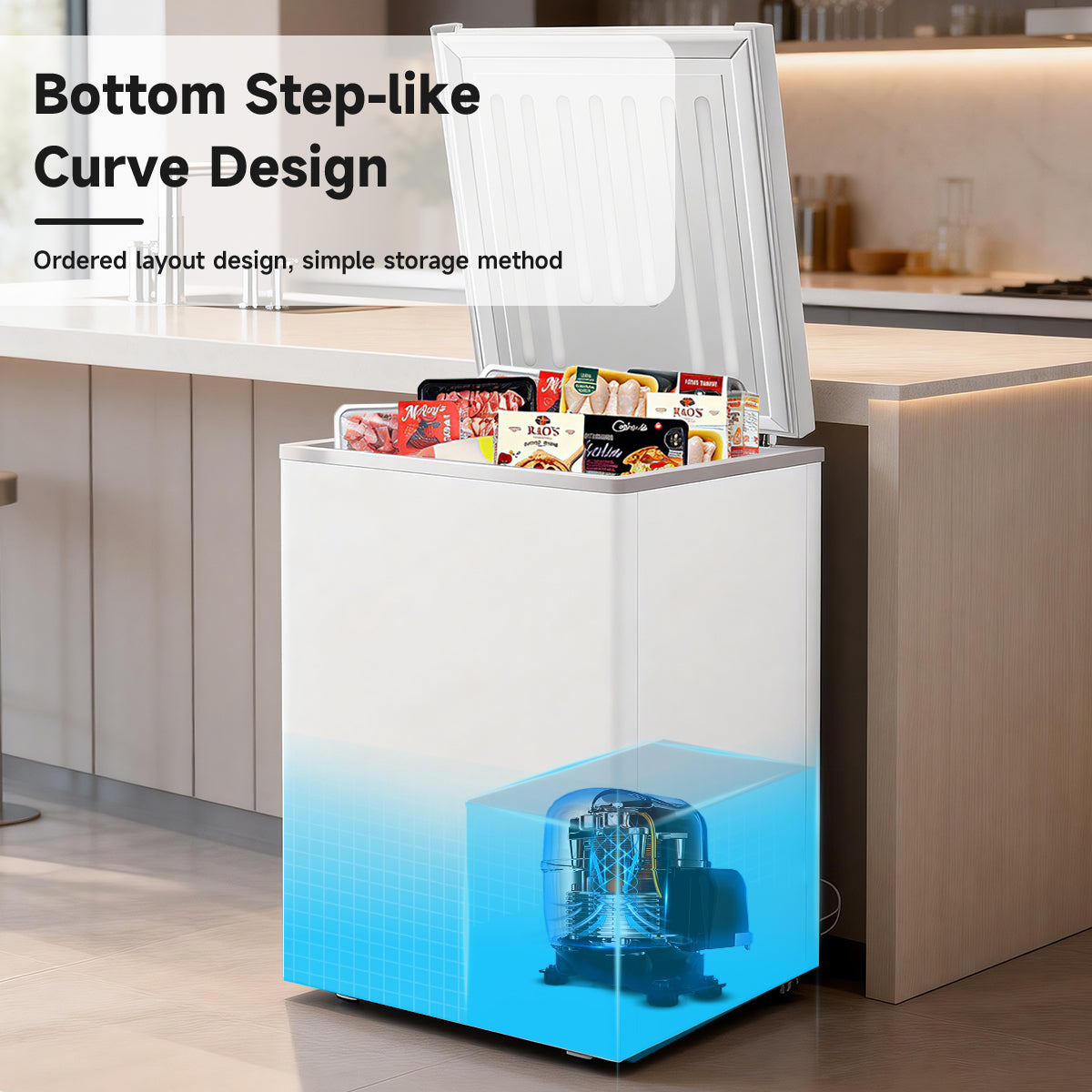 ORIKOOL 3 Cu.Ft Chest Freezer -9.5℉~ 5℉,7 Temperature Control, Removable Baskets, Energy-efficient Deep Chest Freezer