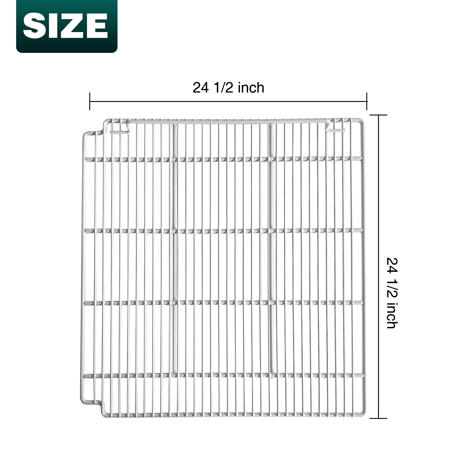 24 1/2" x 24 1/2" Commercial Freezer and Refrigerator Replacement Shelves for Double-Door Refrigerators, Set of 2, Epoxy-Coated Gray Steel Wire Shelves for the Right Section