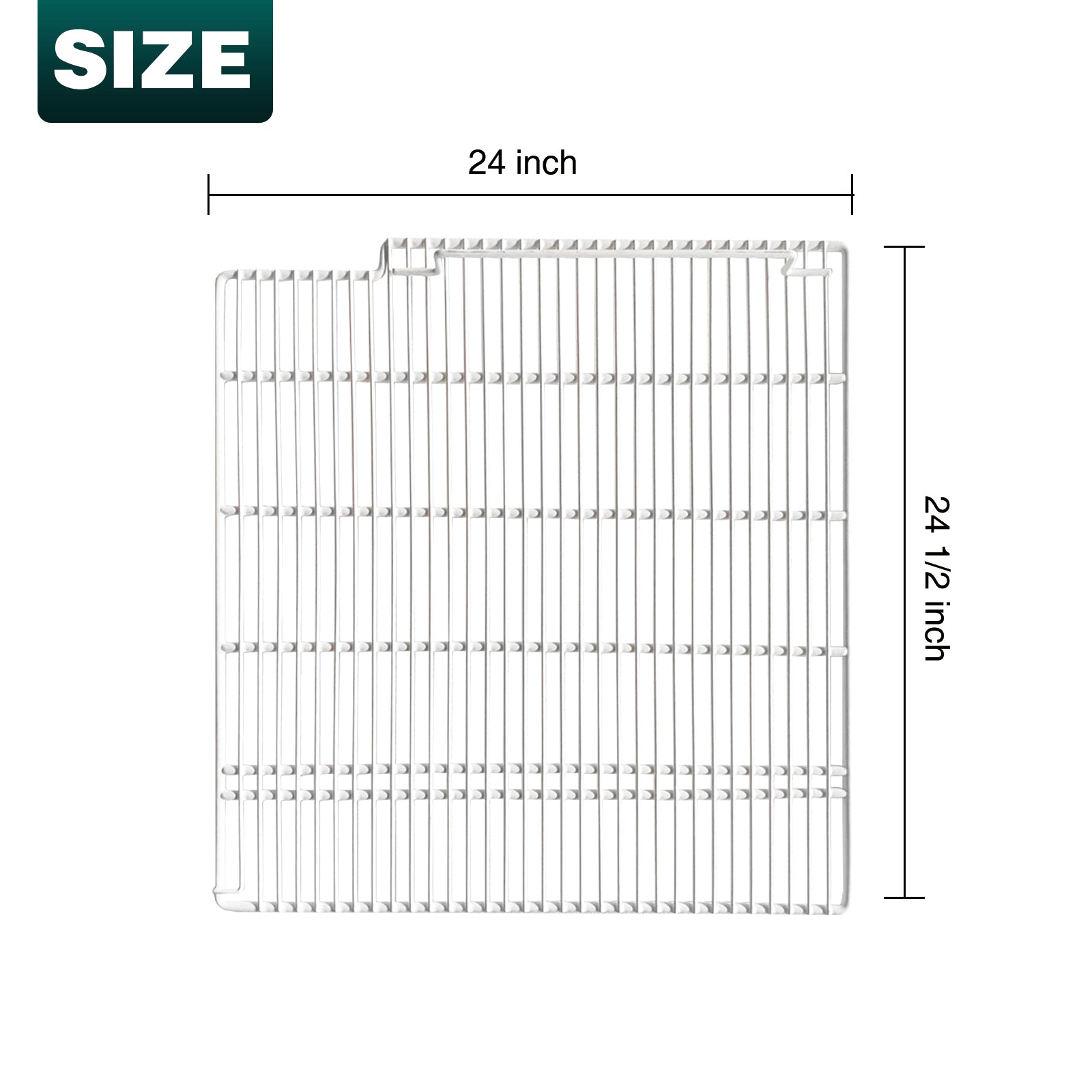 24 1/2" x 24" Adjustable Epoxy-coated Wire Shelves (Right) for SD2090F, SD2090FT - (White) Commercial Freezer Shelves Set of 2