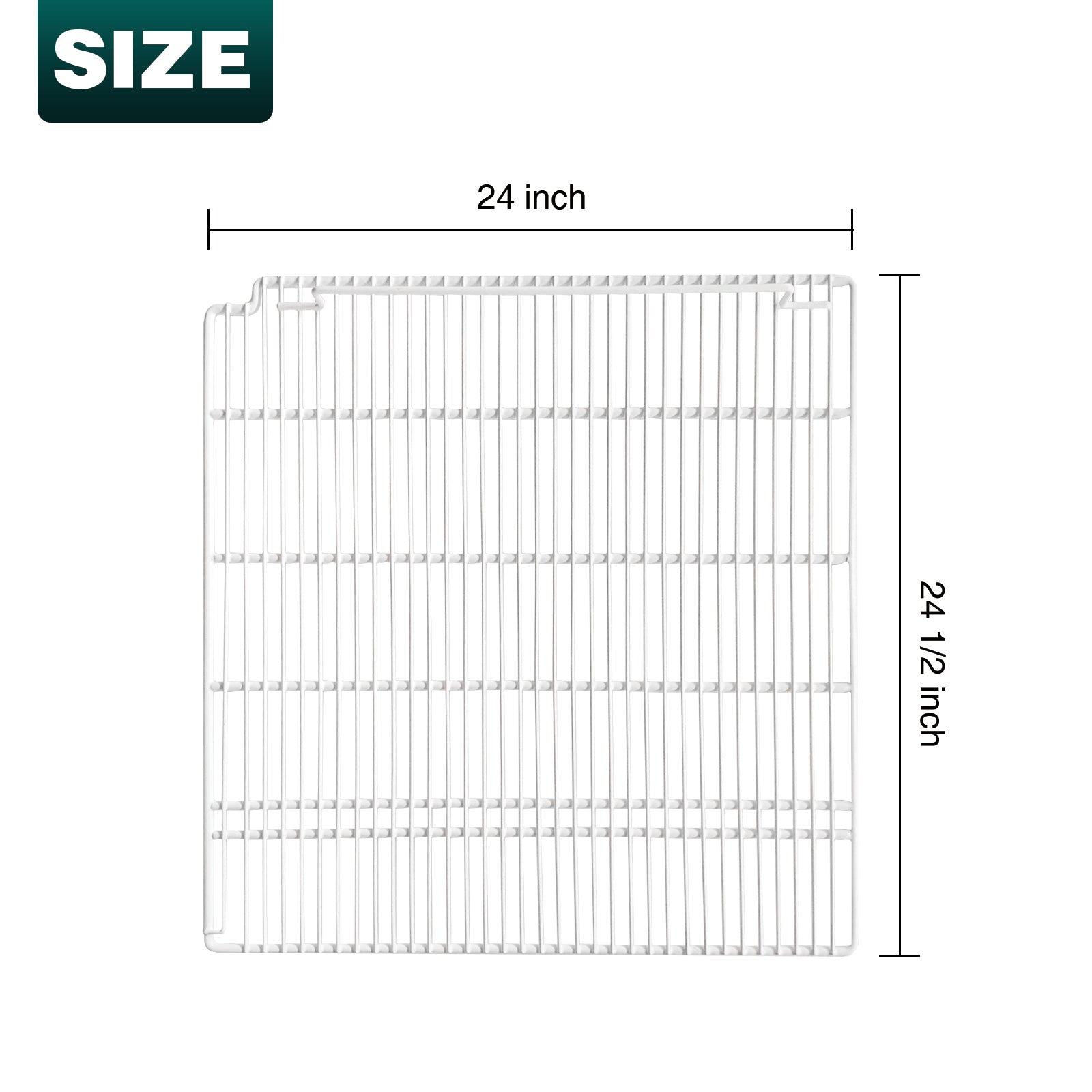 24 1/2" x 24" Adjustable Epoxy-coated Wire Shelves (Right) for SD1390F, SC1390F, SD1390FT, SC1390FT - (White) Commercial Refrigerator/Freezer Shelves Set of 2