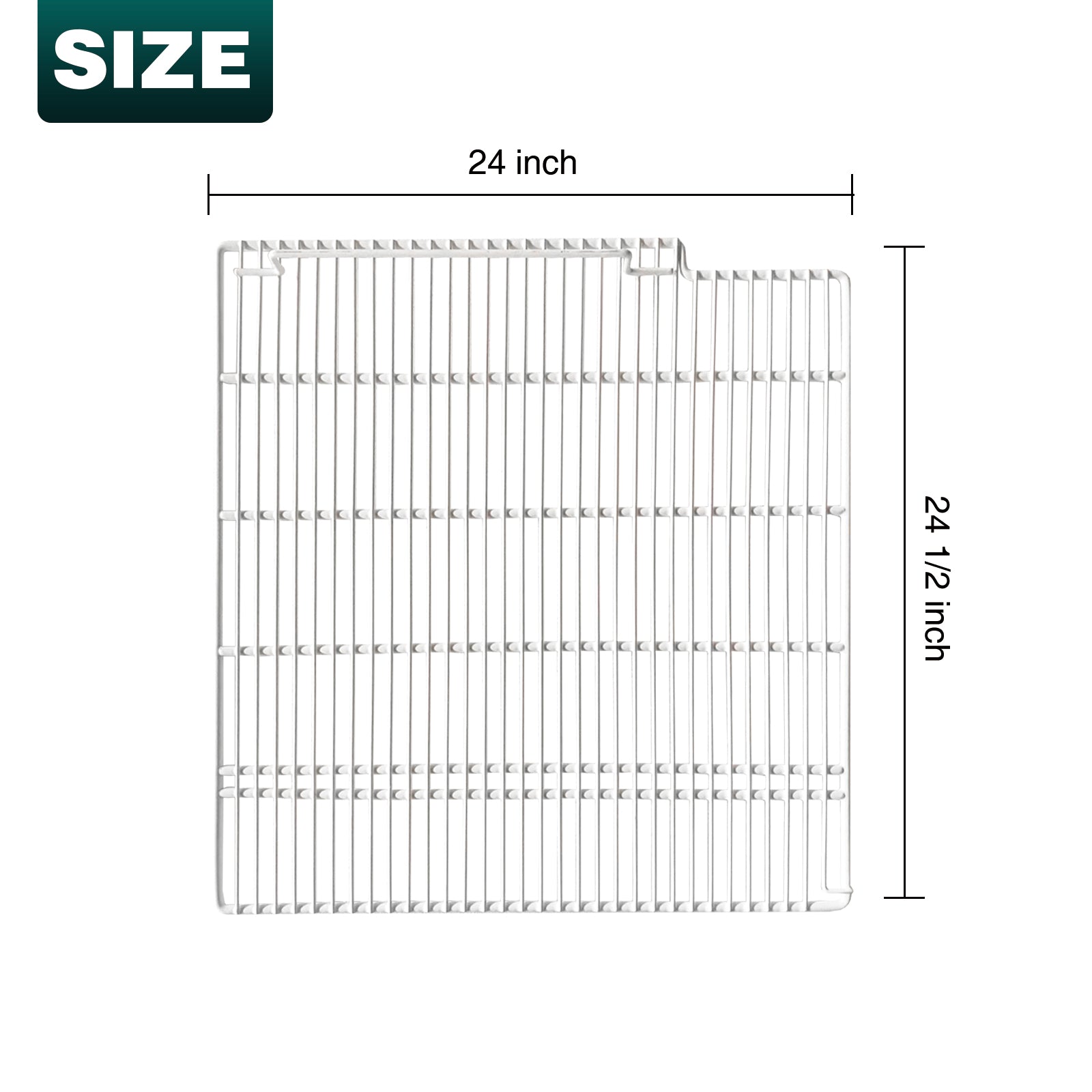 24 1/2" x 24" Adjustable Epoxy-coated Wire Shelves (Left) for SD2090F, SD2090FT - (White) Commercial Freezer Shelves Set of 2