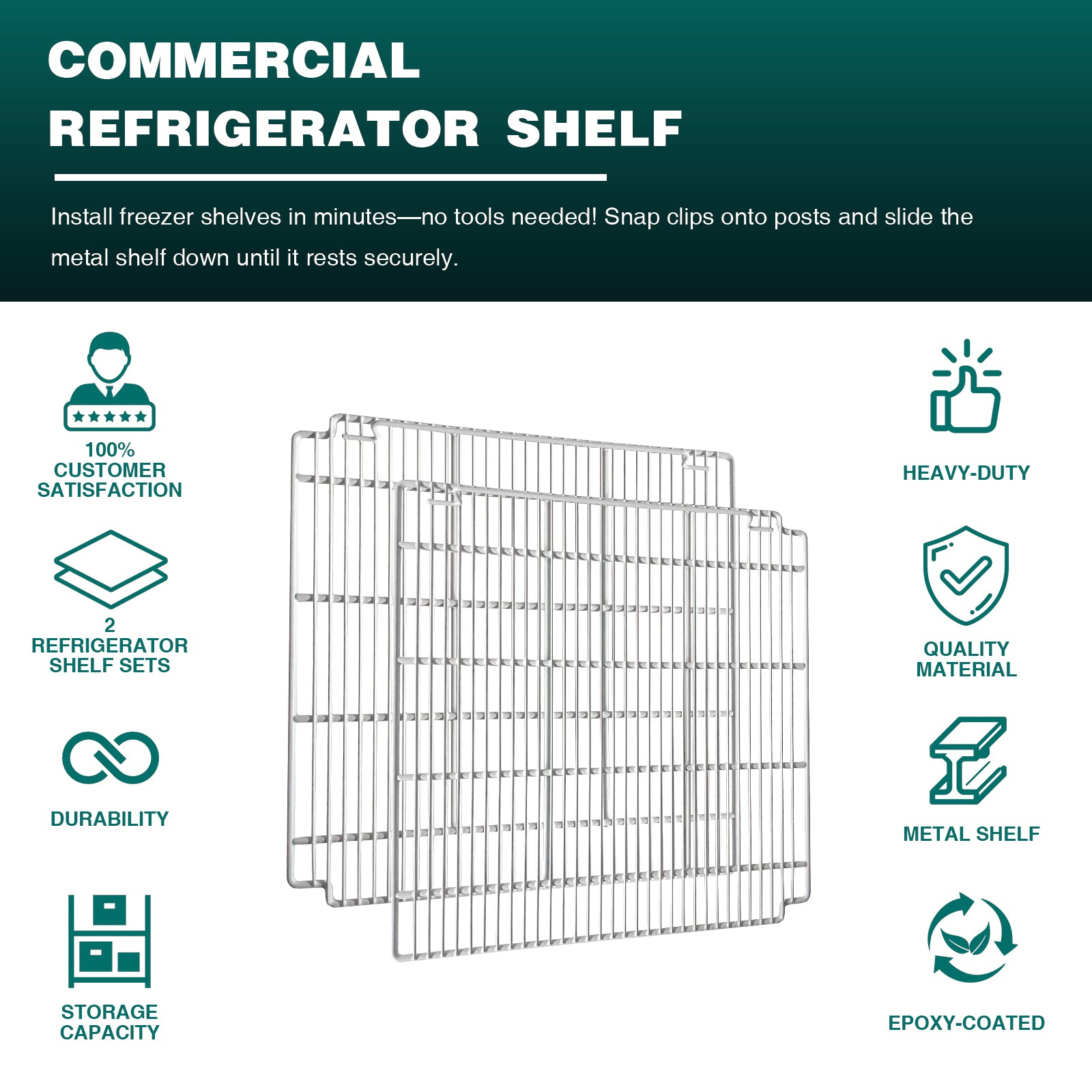 24 1/2" x 24 1/2" Adjustable Epoxy-coated Wire Shelves (Left & Right) for ST54BF, ST54BR, ST54BRG - (Gray) Commercial Refrigerator/Freezer Shelves Set of 2