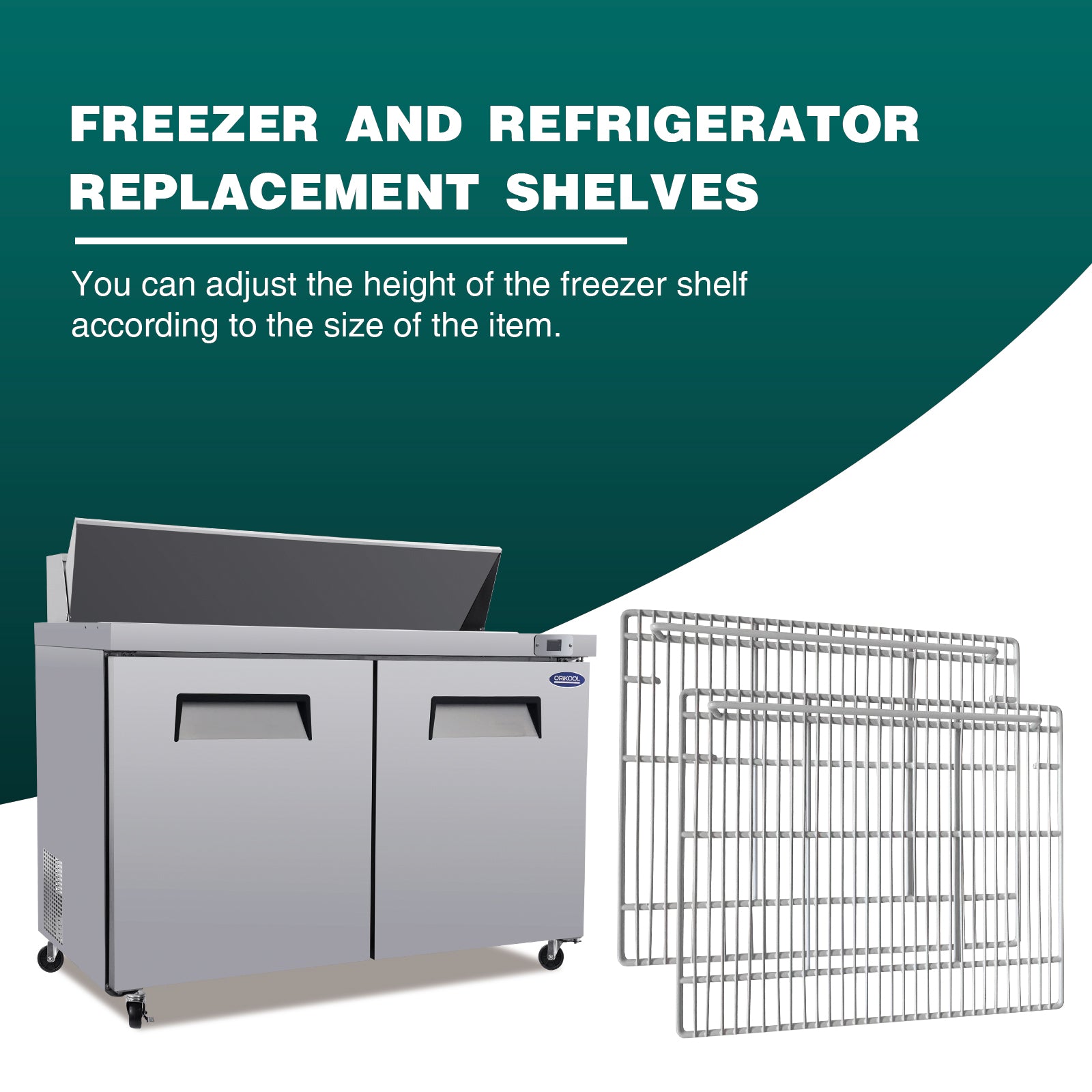 19 1/3" x 21 1/8" Commercial Freezer and Refrigerator Replacement Shelves for TSSP48, TSSP72 (Left & Right), Set of 2, Epoxy-Coated Gray Steel Wire Shelves