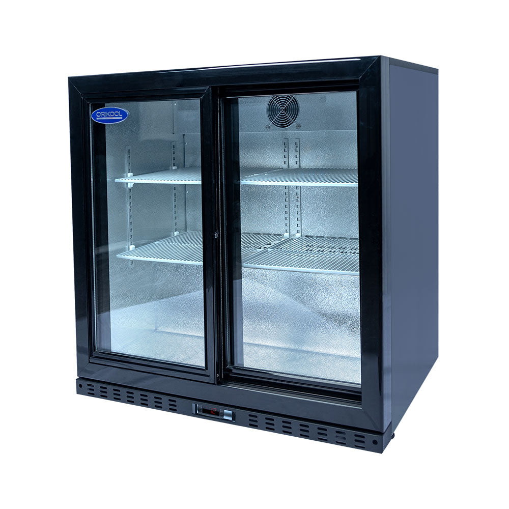 ORIKOOL 35'' Beverage Refrigerator, 2 Sliding Glass Door Back Bar Cooler, 7.4 cu.ft.